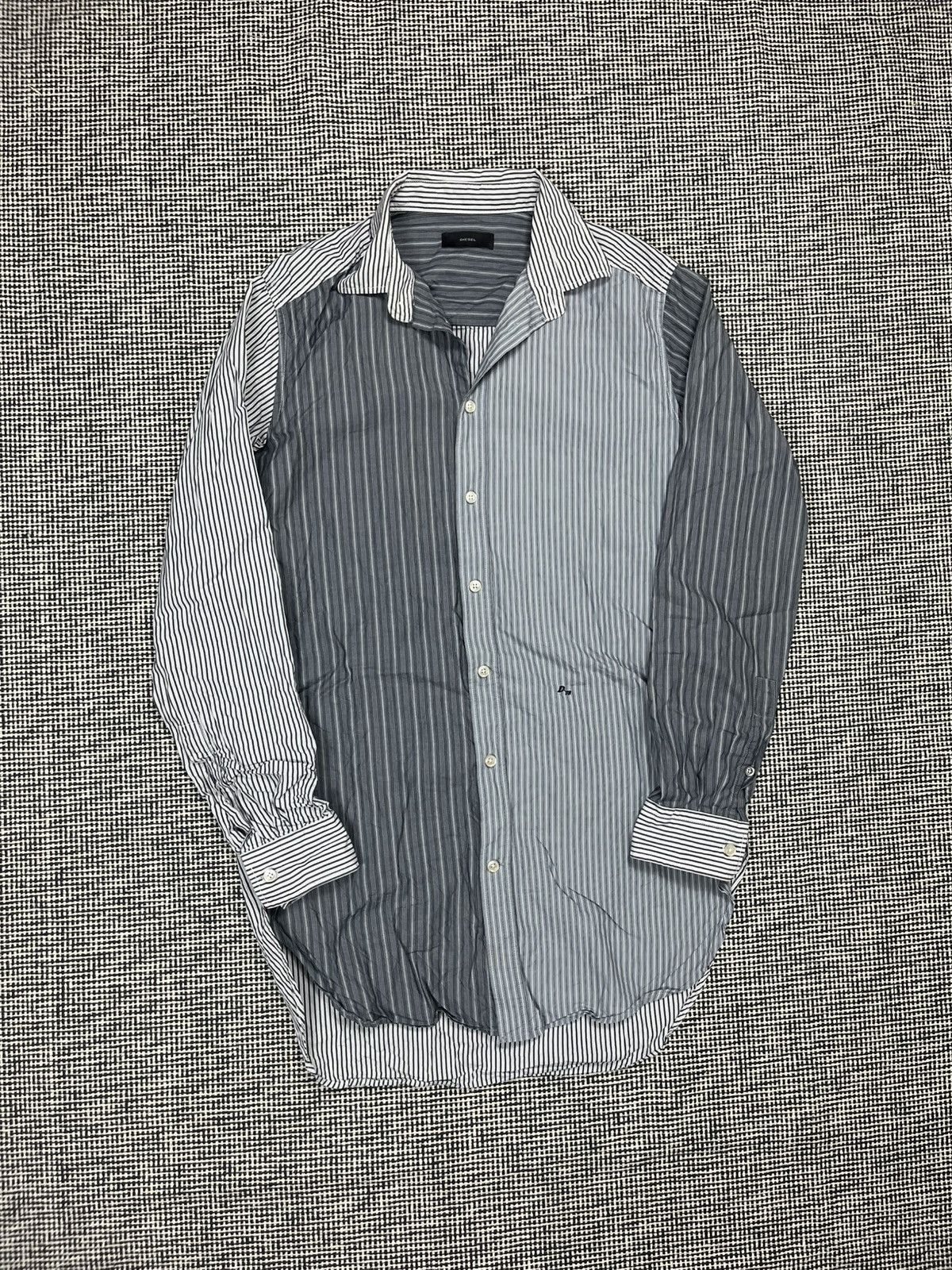 Diesel Diesel avant garde patchwork needless style striped shirt Size US M / EU 48-50 / 2 - 1 Thumbnail