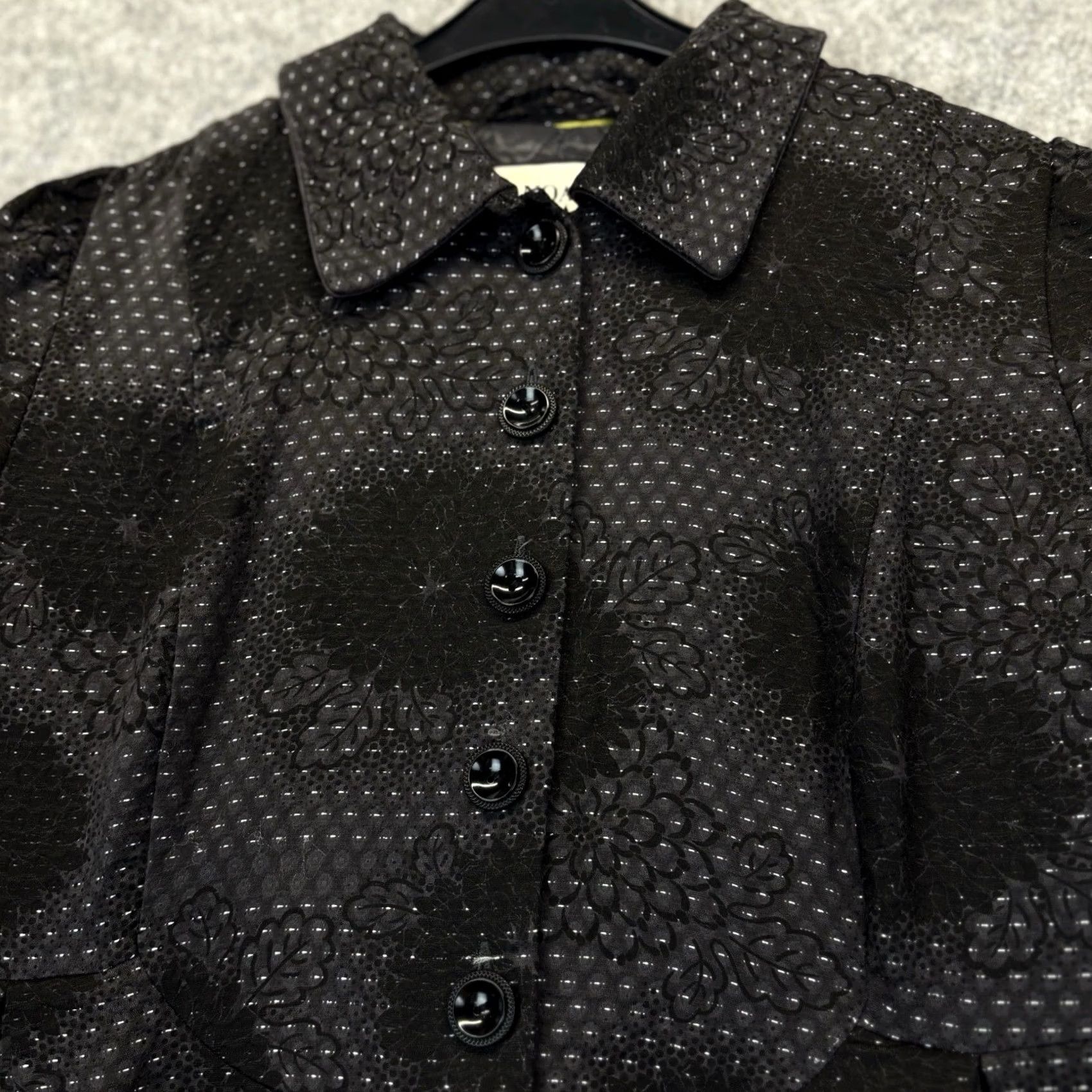 Vintage Noa Noa Coat Tuck Waist Textured Padded Size S Black Womens Button Up Coat Size S / US 4 / IT 40 - 3 Thumbnail