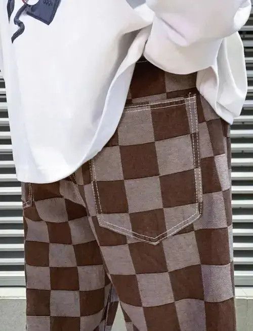 Japanese Brand × Jean Men Checker Print Boyfriend Jeans Size US 32 / EU 48 - 4 Thumbnail