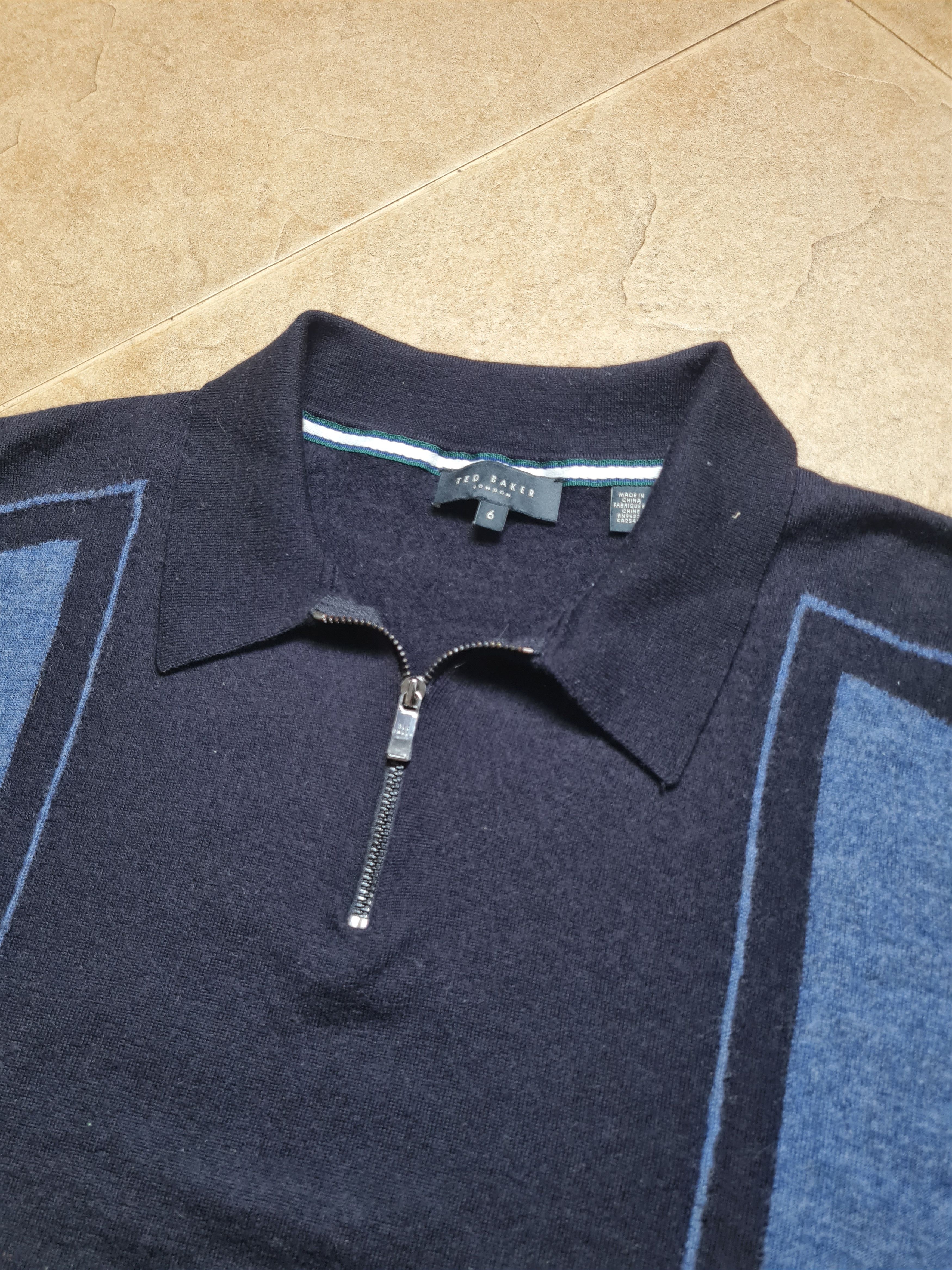 Ted Baker Shirt Ted Baker Zip Neck Merino Polo T-Shirt - Navy Size 6 Size US L / EU 52-54 / 3 - 8 Thumbnail
