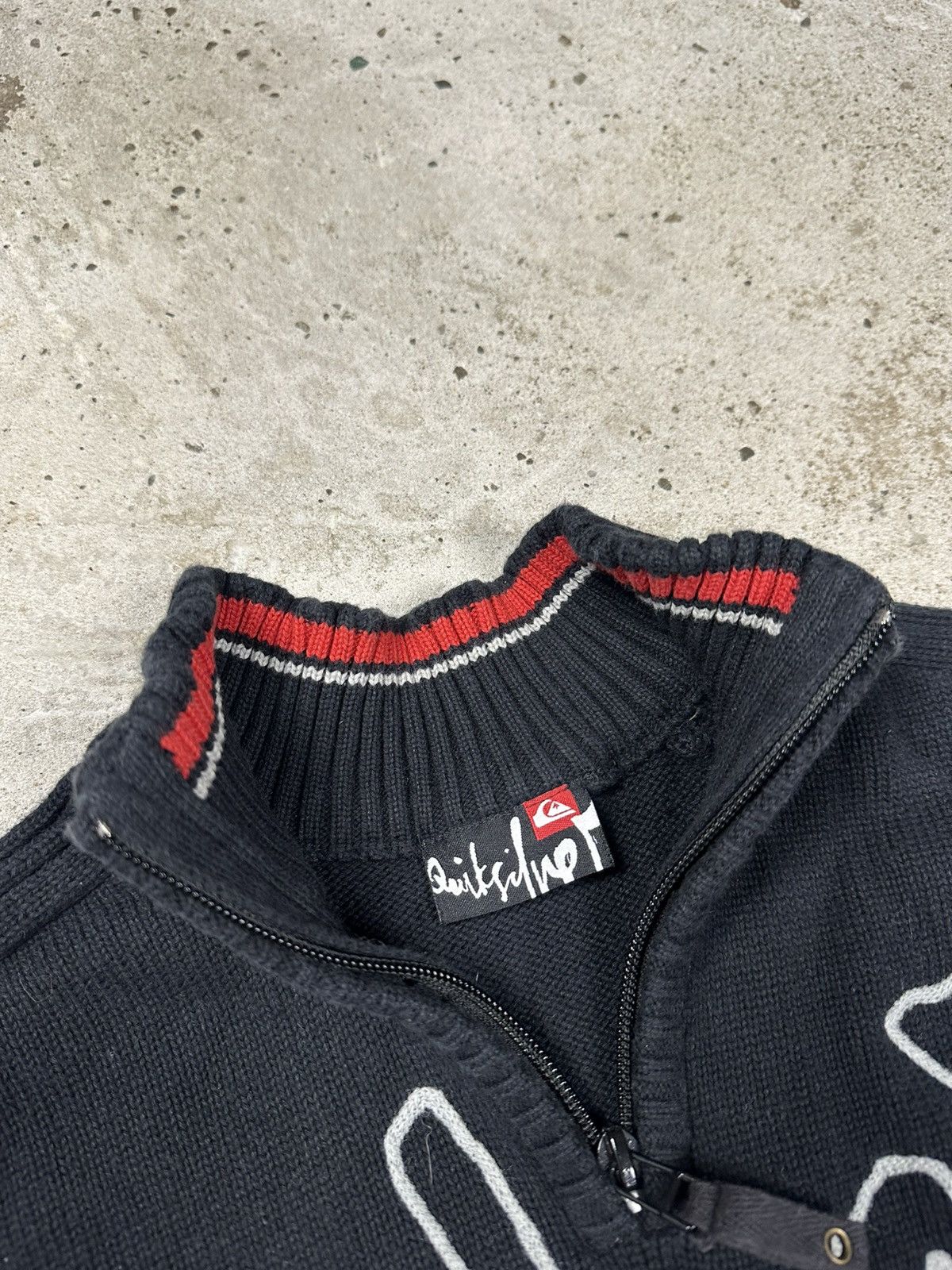 Quiksilver × Vintage Vintage Y2K Quiksilver Black Knit Sweater Embroidery Logo Size US S / EU 44-46 / 1 - 7 Thumbnail