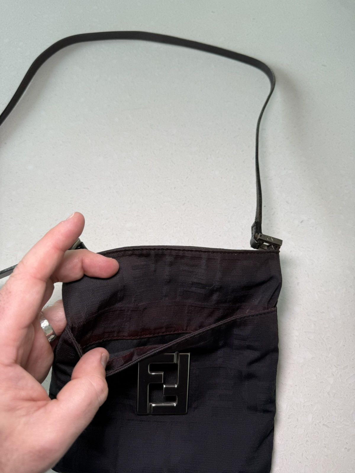 Fendi Vintage Fendi Black Zucchino Shoulder Bag Size ONE SIZE - 2 Thumbnail