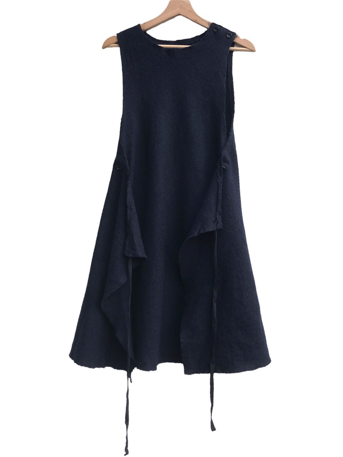 image of Vintage 45Rpm Side Buttons Wool Dress in Navy Blue, Women's