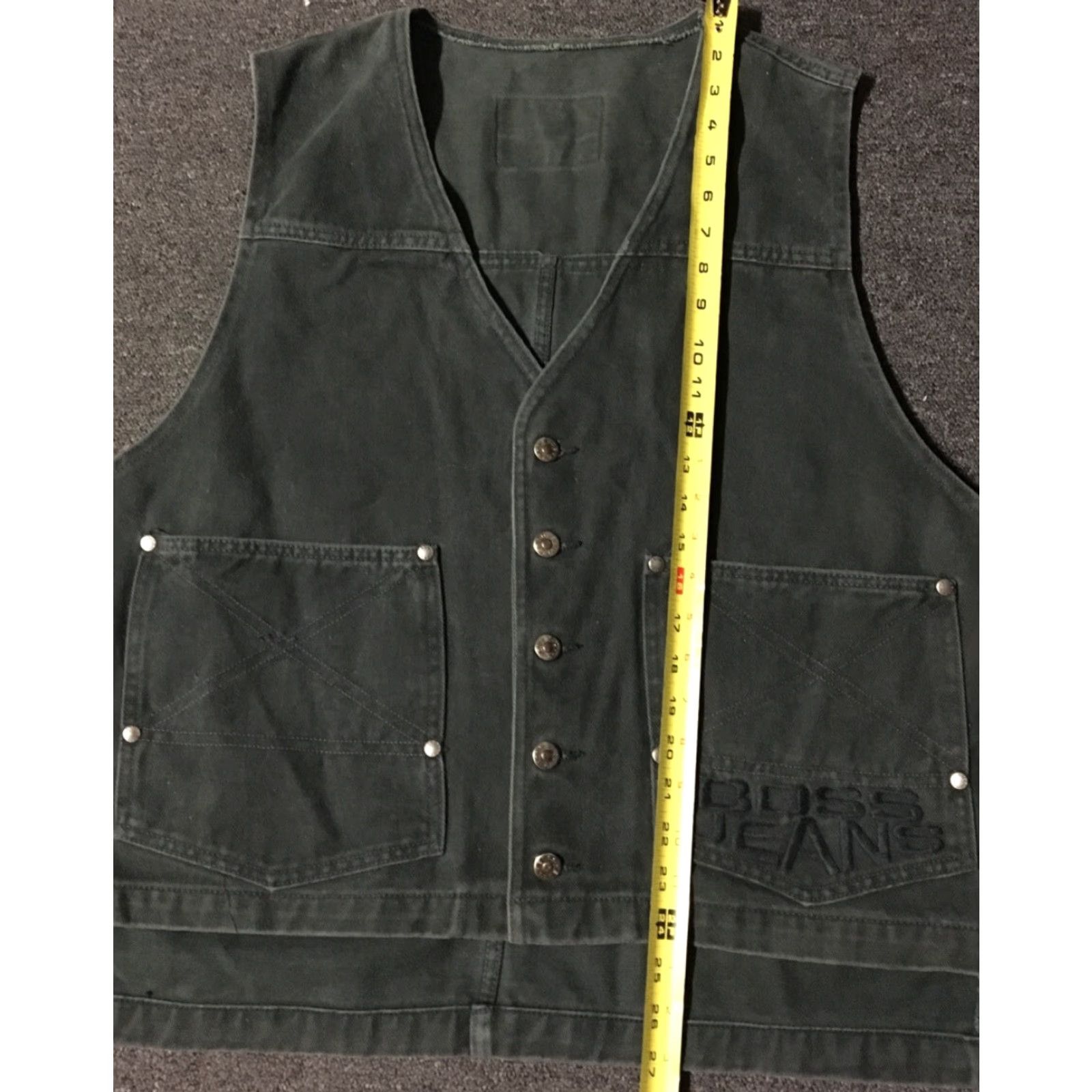 Hugo Boss VINTAGE Hugo Boss Jeans Faded Denim Vest L XL Green Shirt Men 90s Biker Grunge Hip Hop NYC Rock Western USA Fashion Designer Size US 33 - 7 Thumbnail