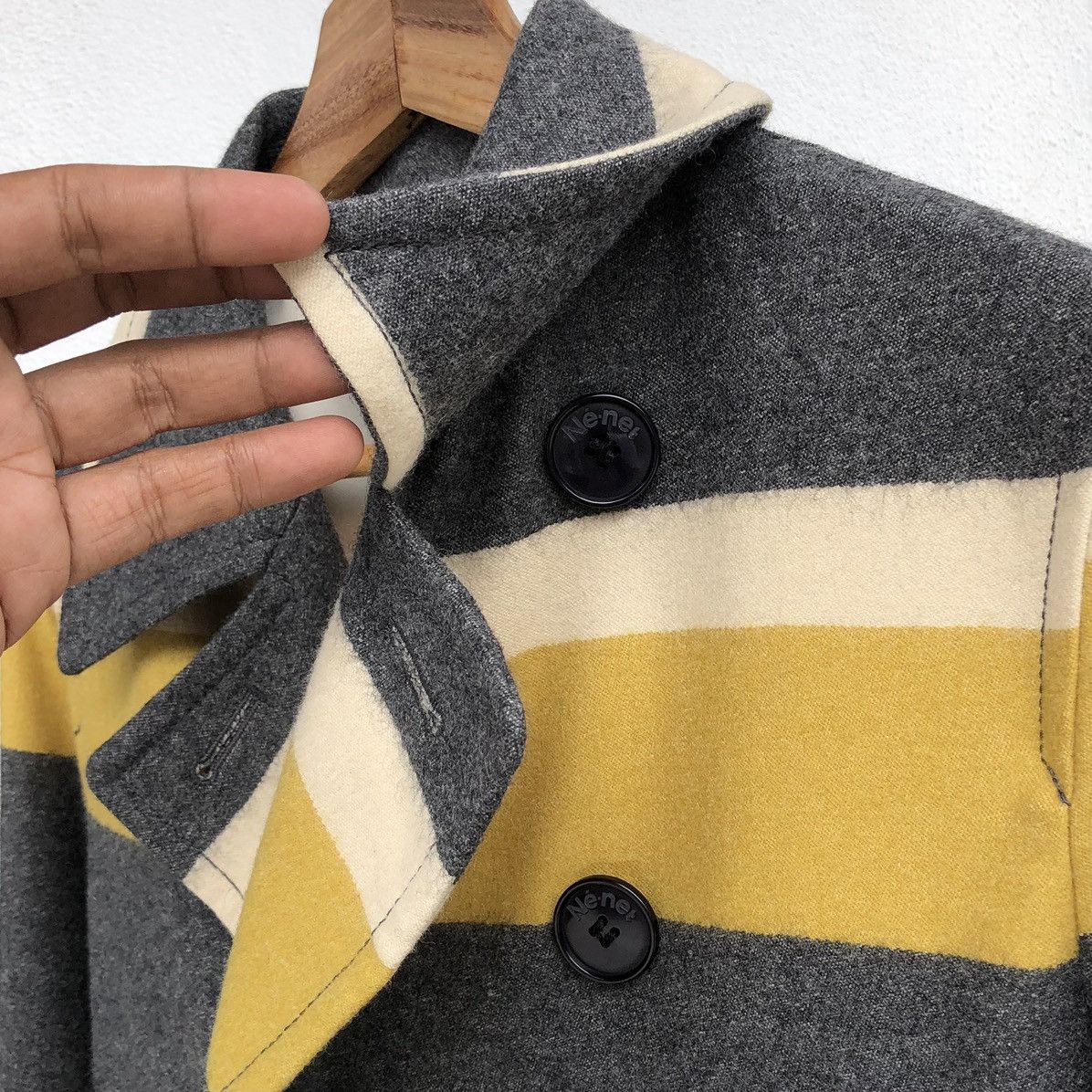 Issey Miyake Issey Miyake Japan Ne-Net Stripes Wool Pea Coat Size M / US 6-8 / IT 42-44 - 8 Thumbnail