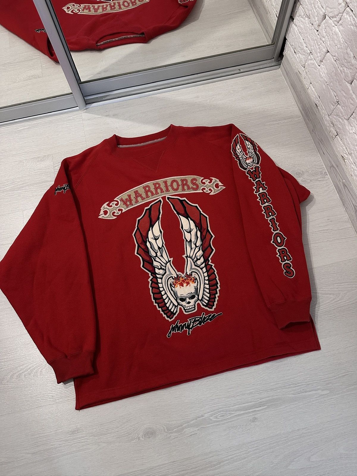 Other Vintage Johnny Blaze Warriors Sweatshirt XL Red Rare 90s Size US XL / EU 56 / 4 - 18 Thumbnail
