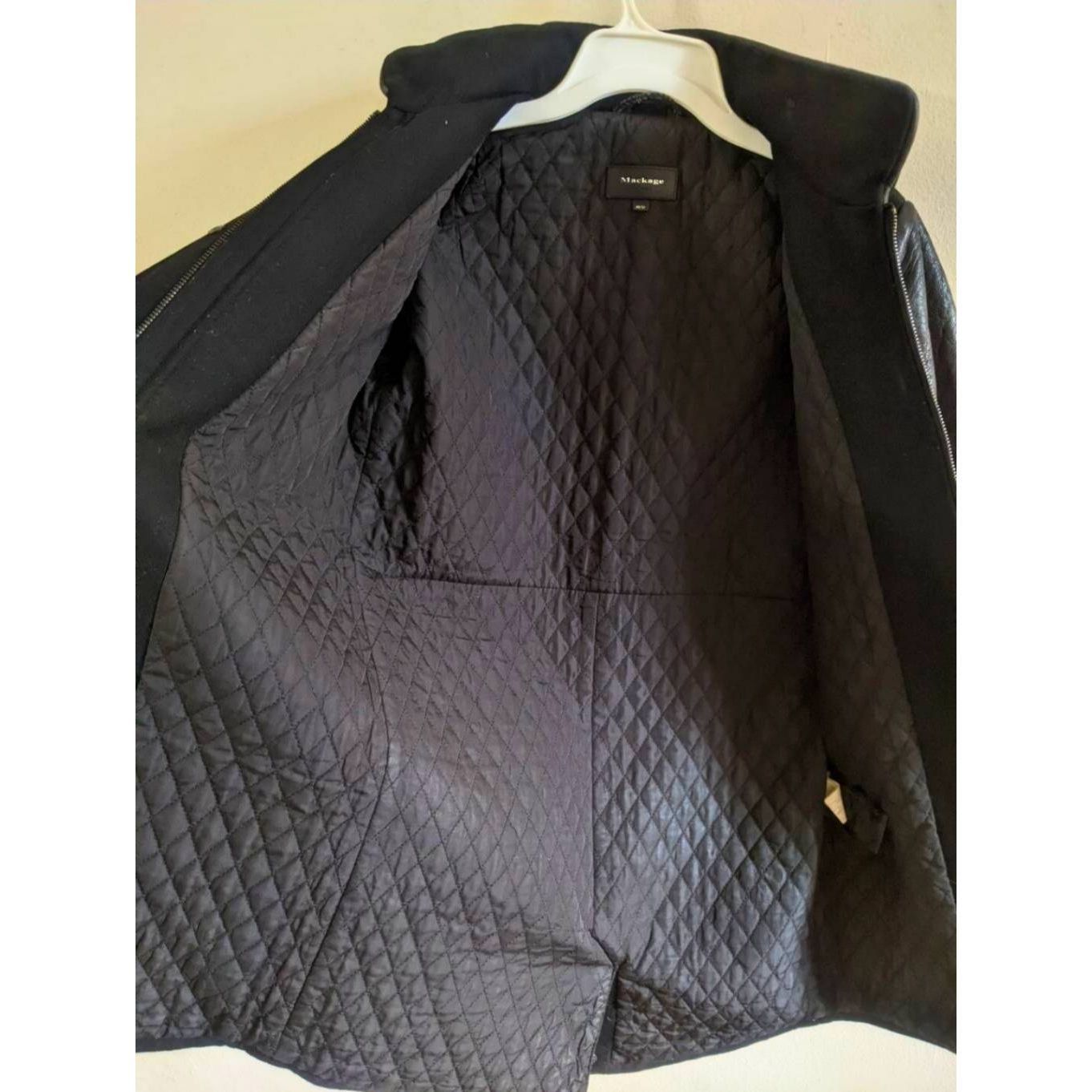 Mackage Mackage Wool Leather Sleeve Coat XS Black Moto Style Jacket Size XS / US 0-2 / IT 36-38 - 6 Thumbnail