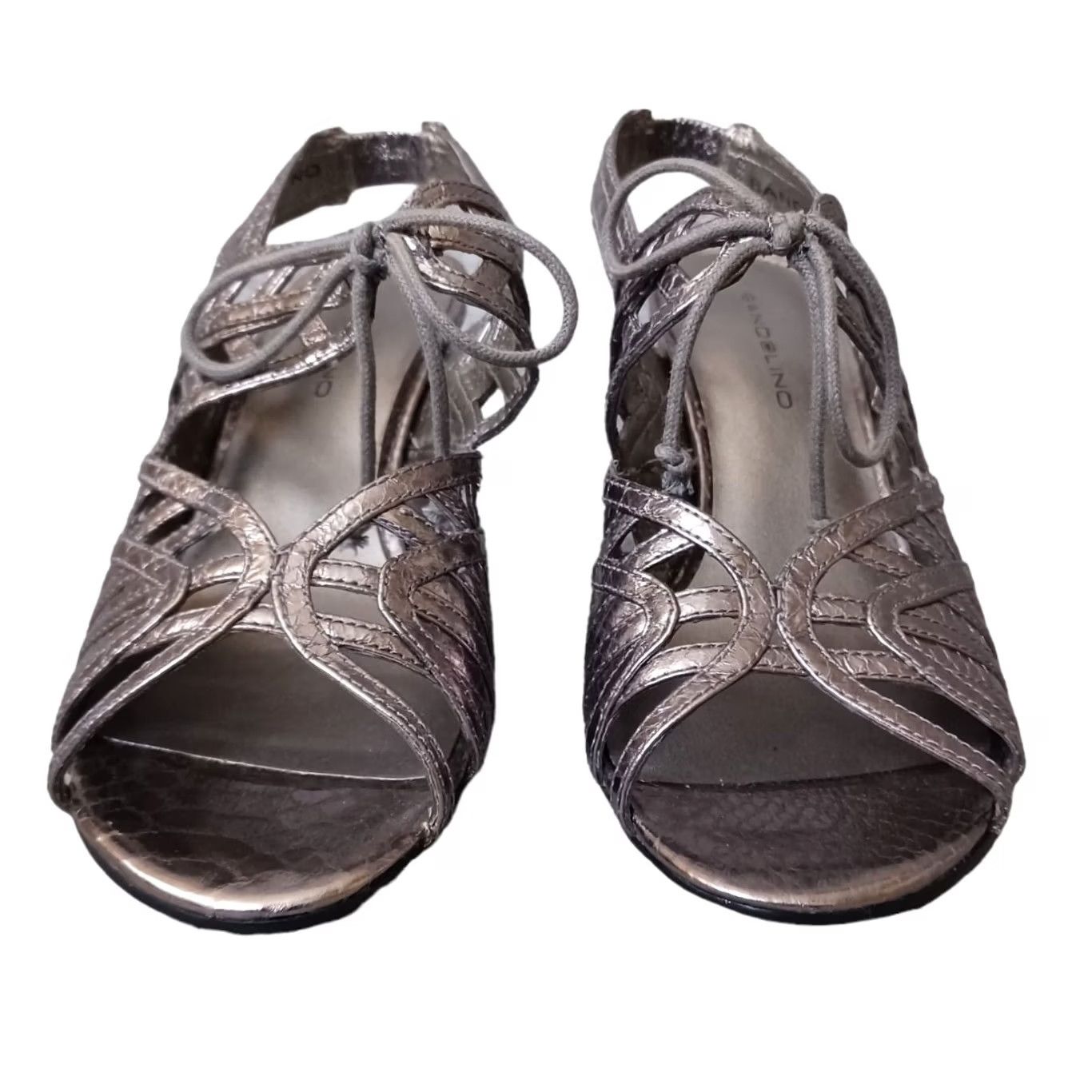 Vintage Bandolino Womens Sandal 6M Silver Metallic Delmari Strappy Sling Back Pump Size US 6 / IT 36 - 2 Thumbnail