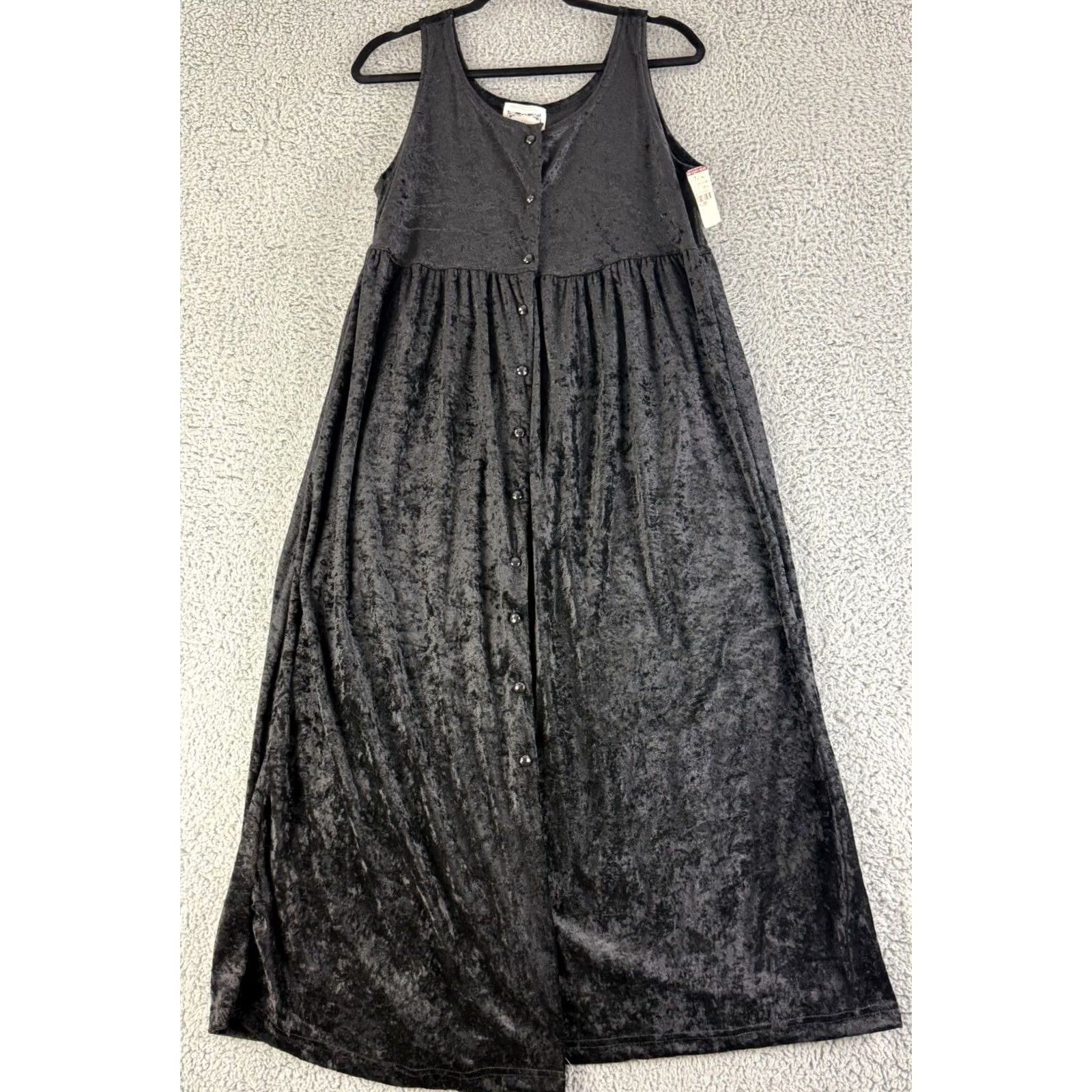 Velvet Vintage Dressing Clio Maxi Dress Womens M Black Velvet Sleeveless USA Made Size M / US 6-8 / IT 42-44 - 2 Thumbnail