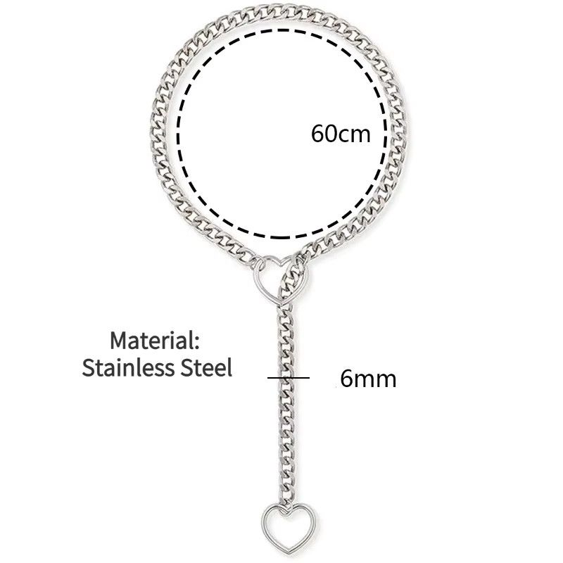Jewelry Slip Chain Heart O-Ring Rock Cuban Long Necklace Size ONE SIZE - 3 Thumbnail