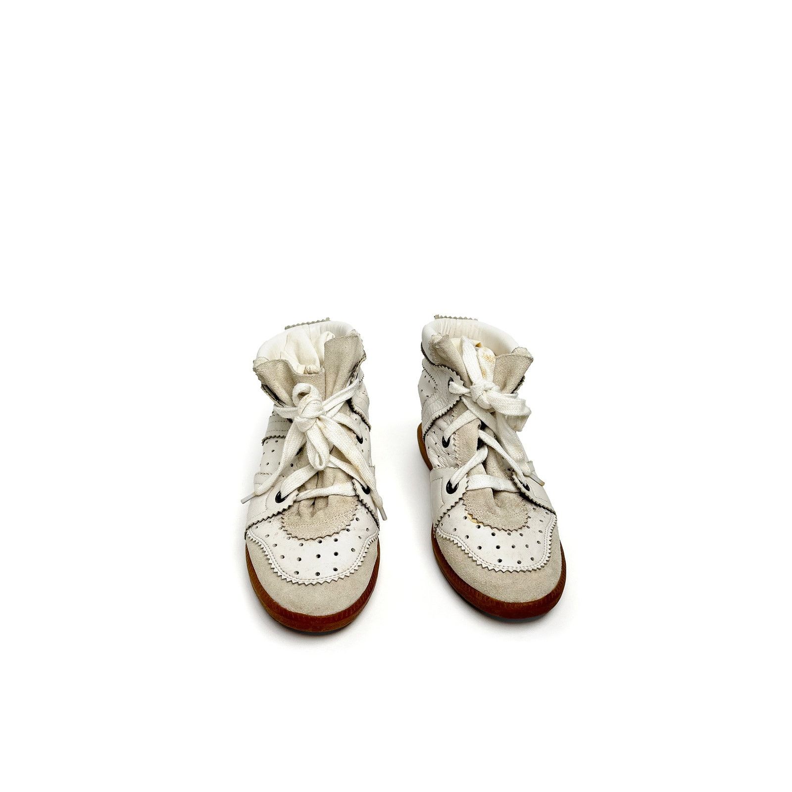 Isabel Marant Beige/White Leather Sneaker Wedge Size US 7 / IT 37 - 2 Thumbnail