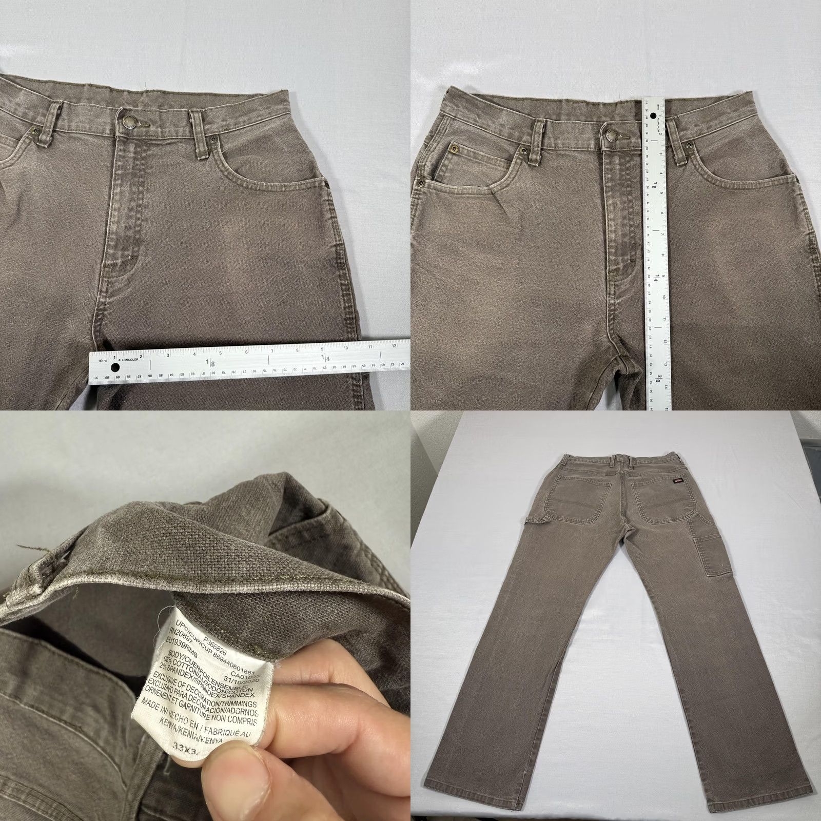 Dickies Dickies Pants Mens 33x32 Brown Canvas Carpenter Straight Fit Stretch Workwear Pants Mens Regular Brown 90s Grunge USA"} Size US 33 - 8 Thumbnail