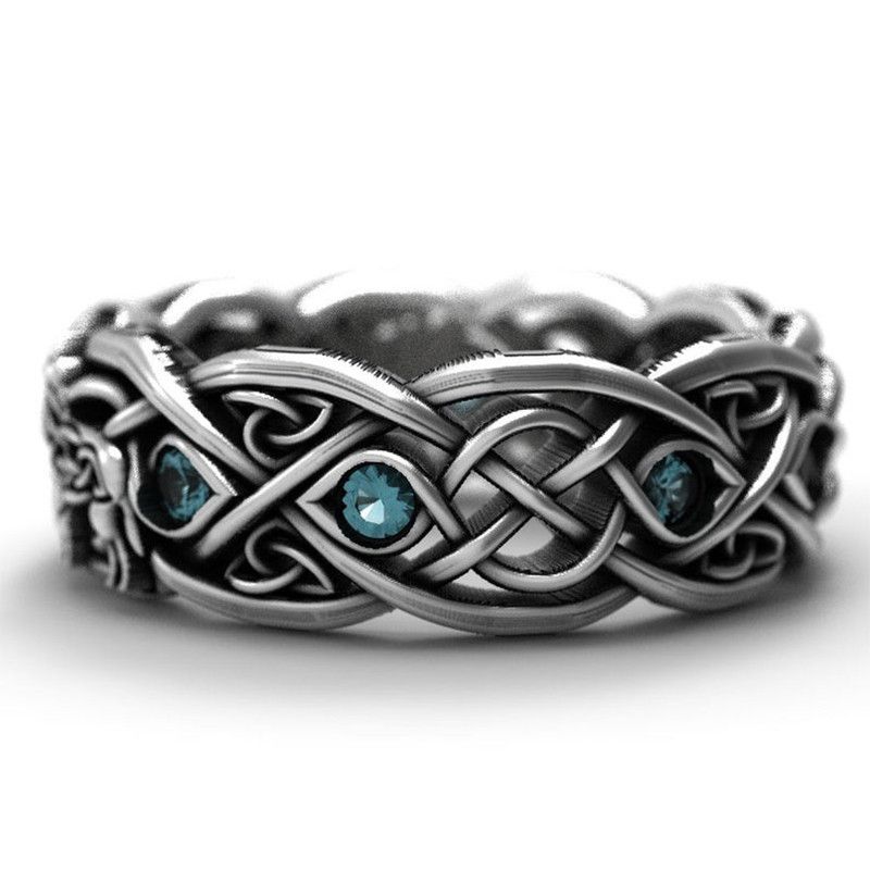 Jewelry × Vintage SIZE 10 Viking Nordic Mythology Giant Wolf with Zircon Ring Size ONE SIZE - 3 Thumbnail