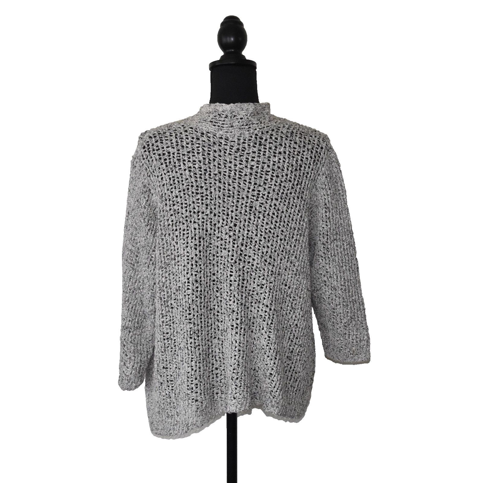 Eileen Fisher EILEEN FISHER Grey Knit Open Front 3/4 Sleeve Cardigan Sz 1X Size XL / US 12-14 / IT 48-50 - 3 Thumbnail