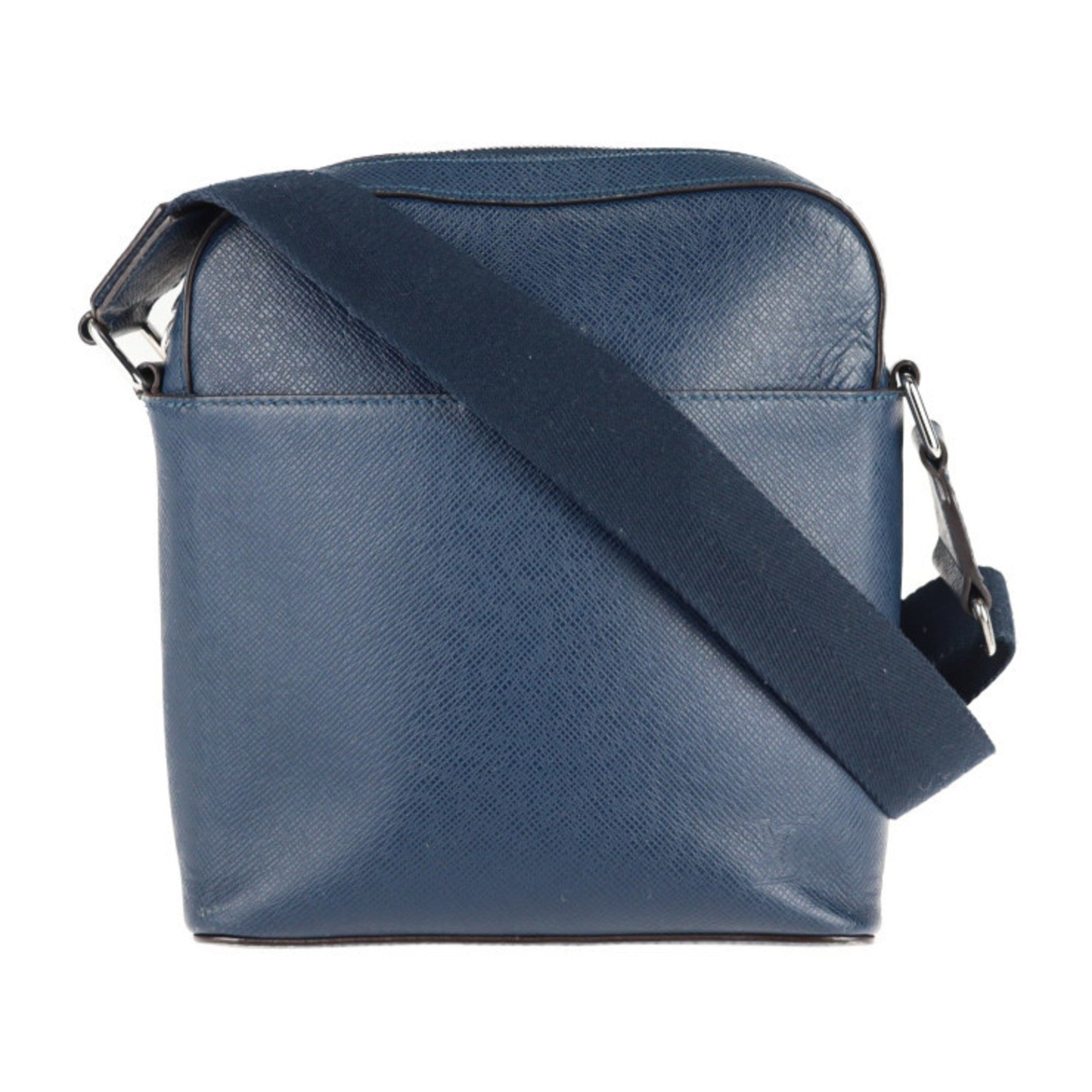 image of Louis Vuitton Anton Pochette Taiga Shoulder Bag M33430 Blue Marine in Black, Women's