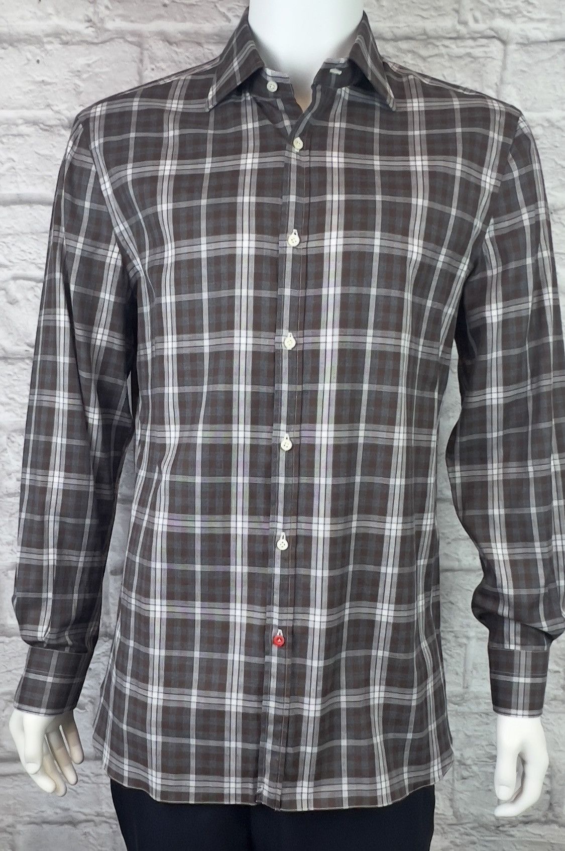 Isaia Isaia Napoli Plaid Print Long Sleeve Shirt – Size 16.5 / 42 Size US L / EU 52-54 / 3 - 1 Thumbnail