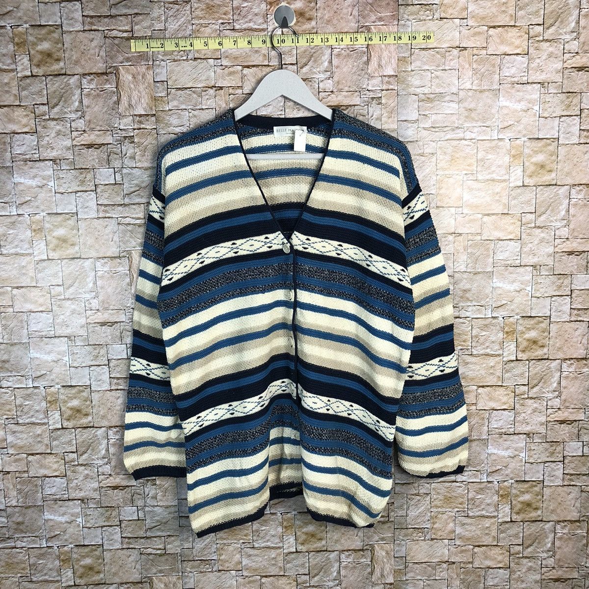 Homespun Knitwear × Japanese Brand Belle Maison senshukai japan Blue Cardigan knitwear #A227 Size US L / EU 52-54 / 3 - 1 Thumbnail