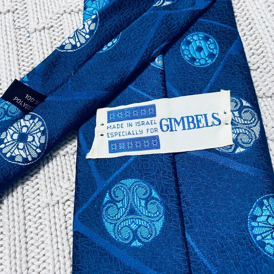 Vintage Vintage Gimbels blue patterned tie Size ONE SIZE - 3 Thumbnail
