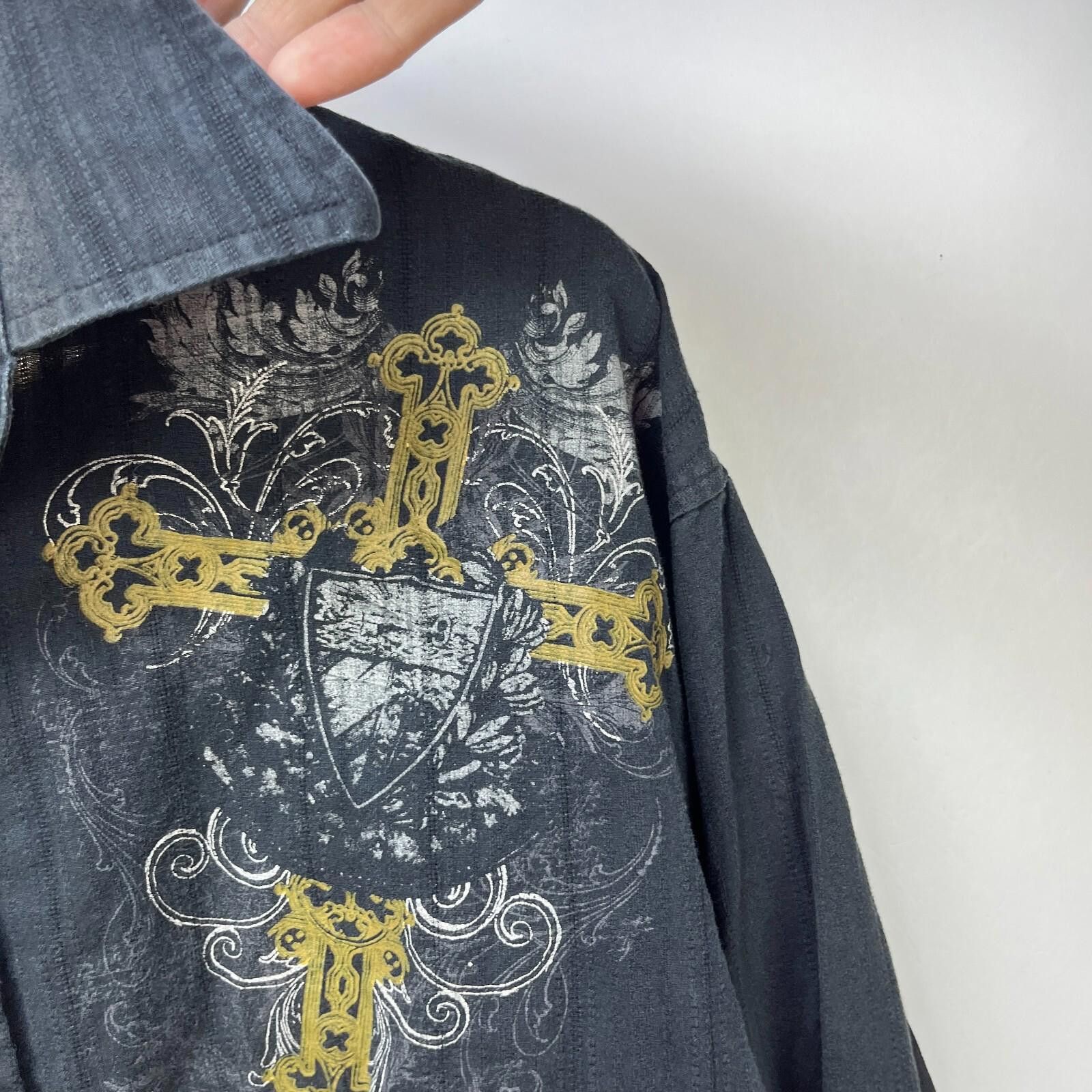 Vintage Vintage Cross MMA Y2K Affliction Button-Up Shirt 2XL Size US XXL / EU 58 / 5 - 7 Thumbnail