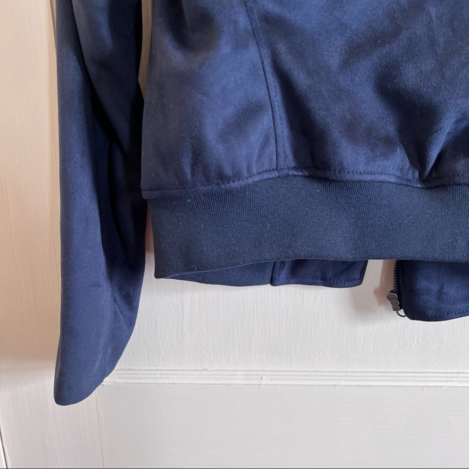 Banana Republic Banana Republic Petite Blue Faux Suede Moto Jacket Size S / US 4 / IT 40 - 2 Thumbnail