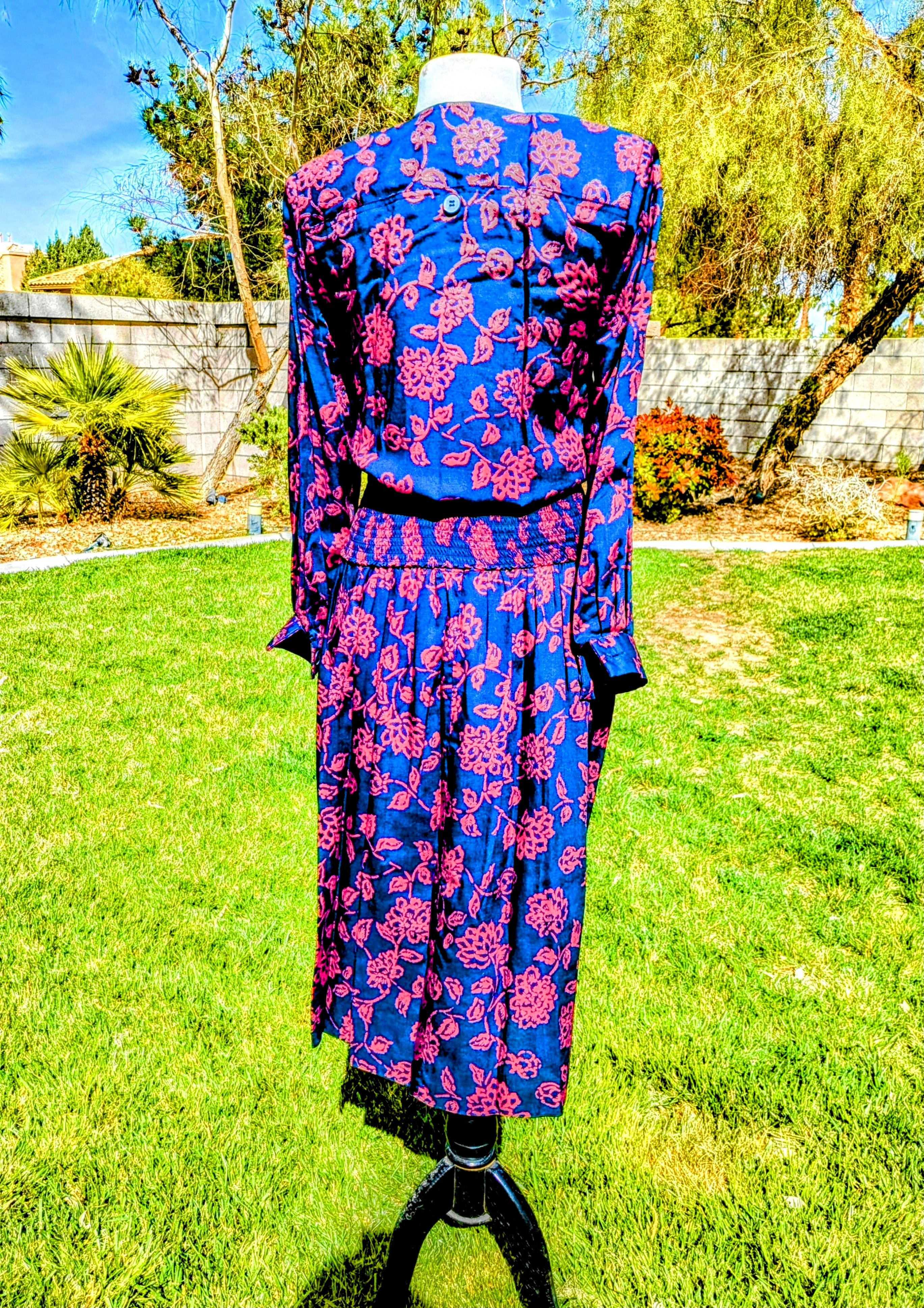 Vintage 1980s VTG Cynthia Howie Buhon Floral 2pc Top+Maxi Dress Set Size XS / US 0-2 / IT 36-38 - 2 Thumbnail