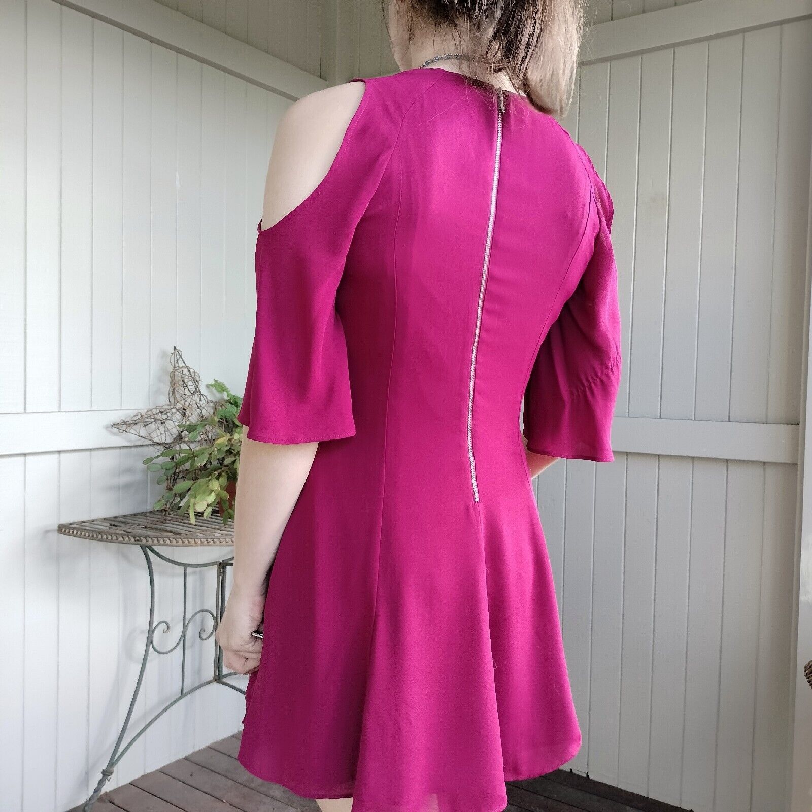 Designer Sportsgirl Dress Mini A Line Plunge Bell Sleeve Size M / US 6-8 / IT 42-44 - 5 Thumbnail