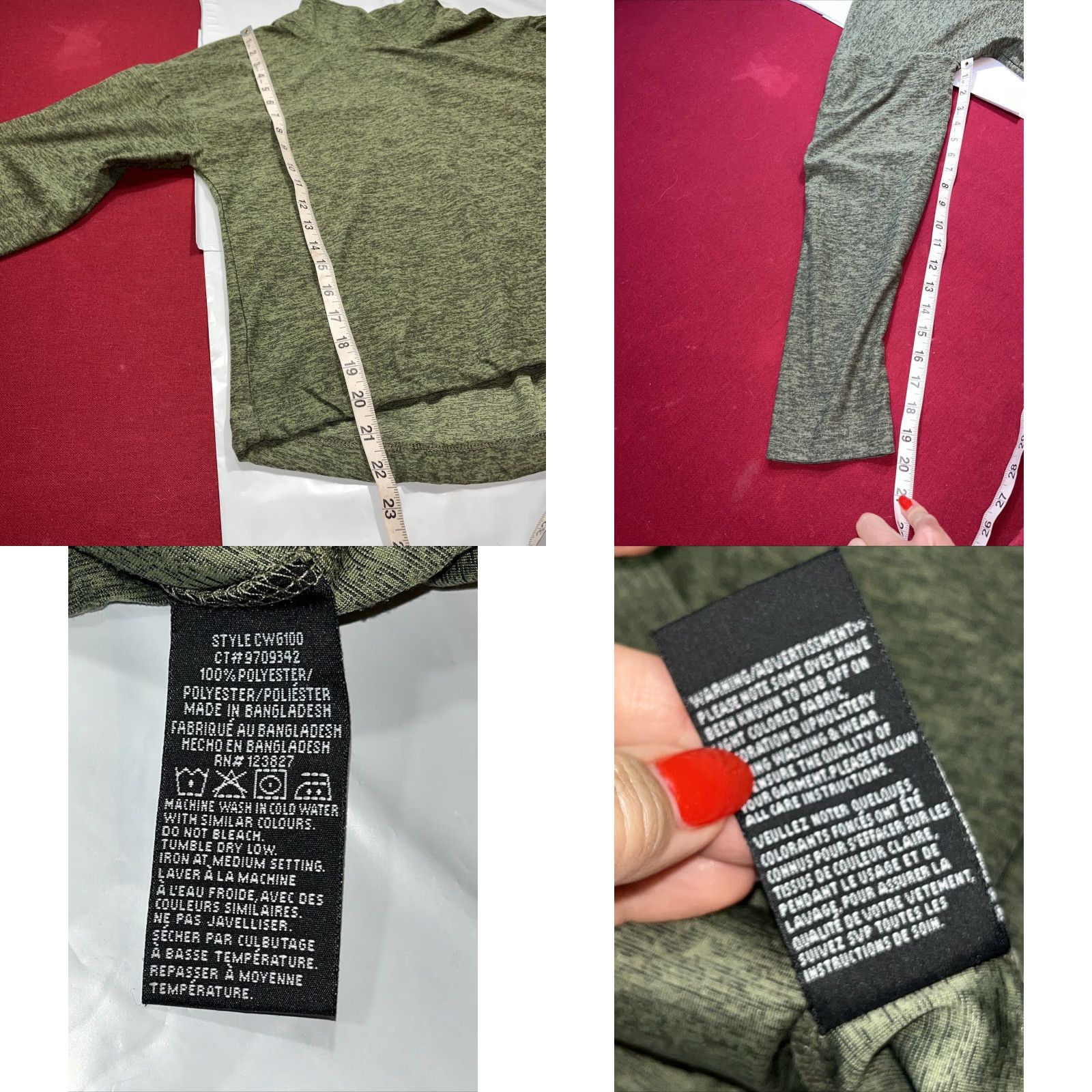 Vintage Canada Weather Gear GREEN Marled Mock Neck Pullover Shirt Cinch Tie Hem 6W6100 M Womens Medium Shirt Size M / US 6-8 / IT 42-44 - 8 Thumbnail