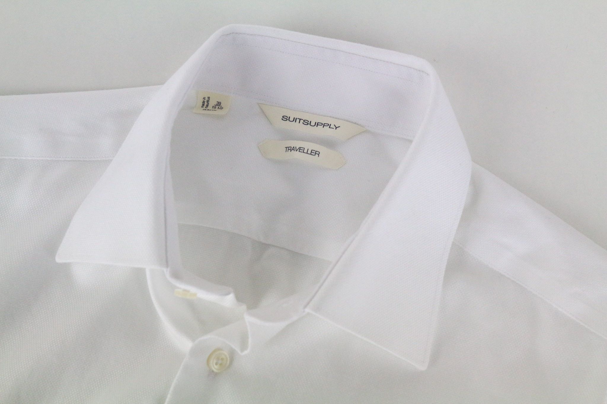 Suitsupply TRAVELLER 39/15 1/2 Slim White Cotton Long 72678 Size 38R - 3 Thumbnail