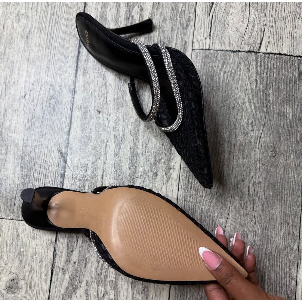 Mango MANGO Embellished Mesh Pointed Toe Heels NWT Size US 7.5 / IT 37.5 - 6 Thumbnail