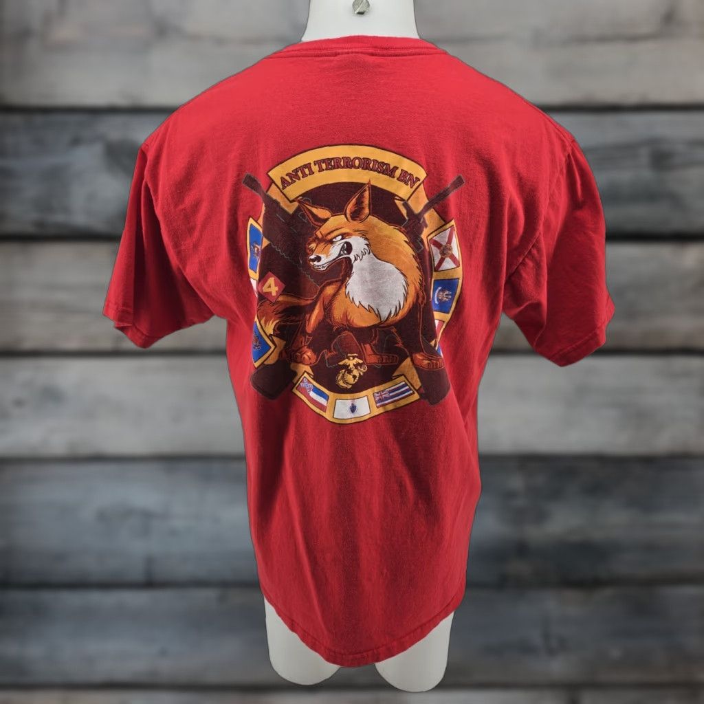Anvil VINTAGE DISTRESSED Anti-Terrorism Battalion 4th Marine Division Red T-Shirt XL Mens Size US XL / EU 56 / 4 - 1 Thumbnail