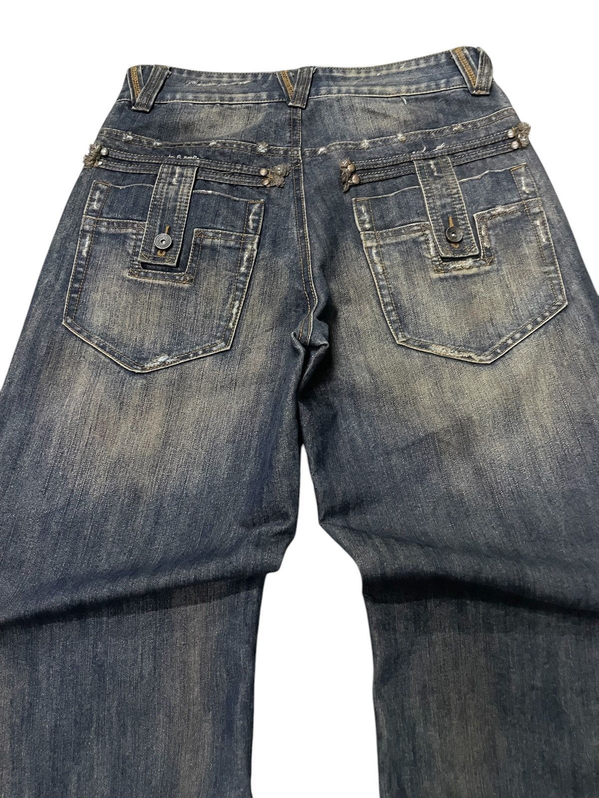 Hysteric Glamour × Japanese Brand × Valentino Rudolph Valentino Japan Mud Wash Baggy Loose Jeans Size US 32 / EU 48 - 11 Thumbnail