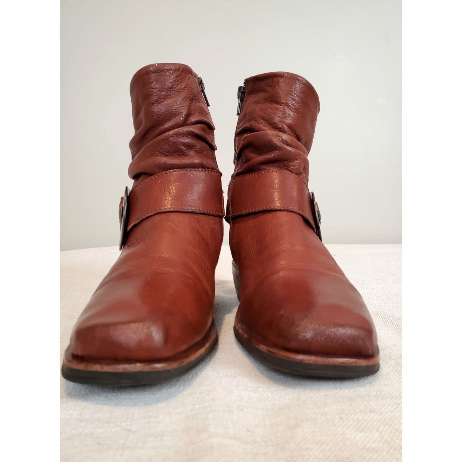 Vintage WOLKY Tyler Cognac Brown Leather Moto Ankle Booties Women's US 5.5 EU 36 Size US 4 / IT 34 - 5 Thumbnail