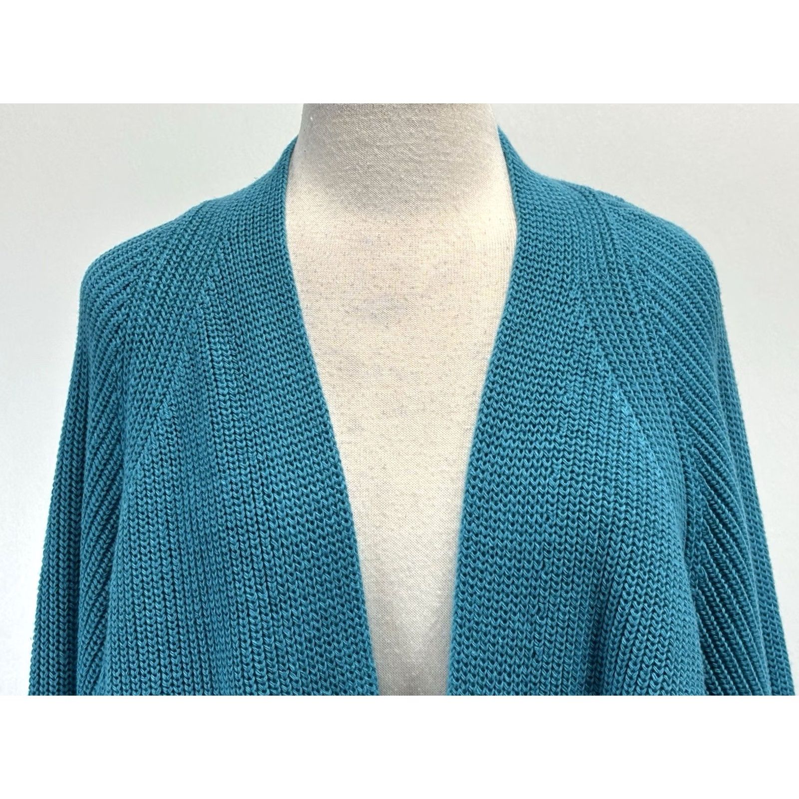 Soft Surroundings Soft Surroundings Cardigan Sweater Women’s 3X Plus Teal Chunky Knit Open Knit Style Long Sleeve Solid Cotton Blend Vintage No Womens Size XXL / US 16-18 / IT 52-54 - 5 Thumbnail