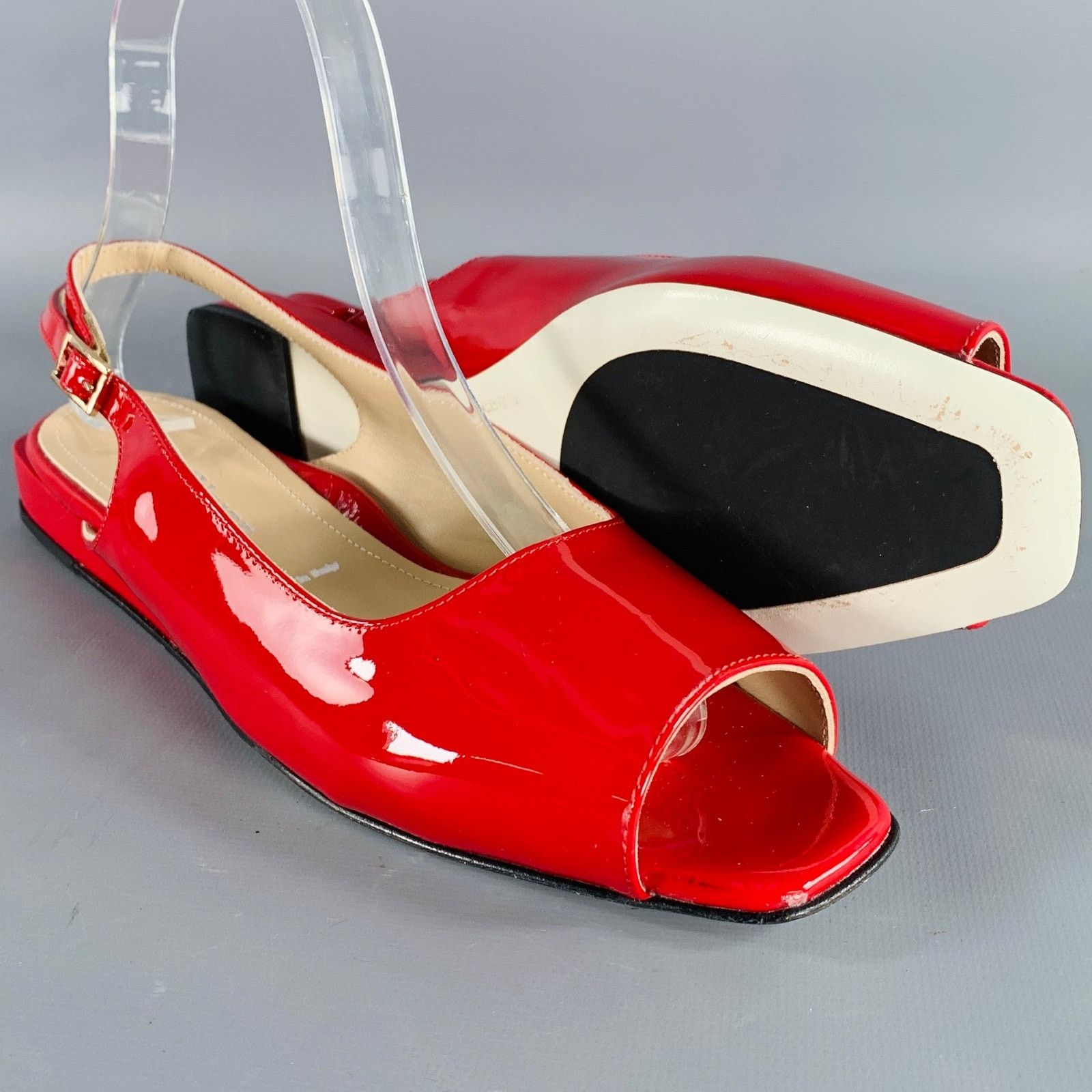 Ron White RON WHITE Size 6.5 Red Patent Leather Slingback Sandals Size US 6.5 / IT 36.5 - 5 Thumbnail
