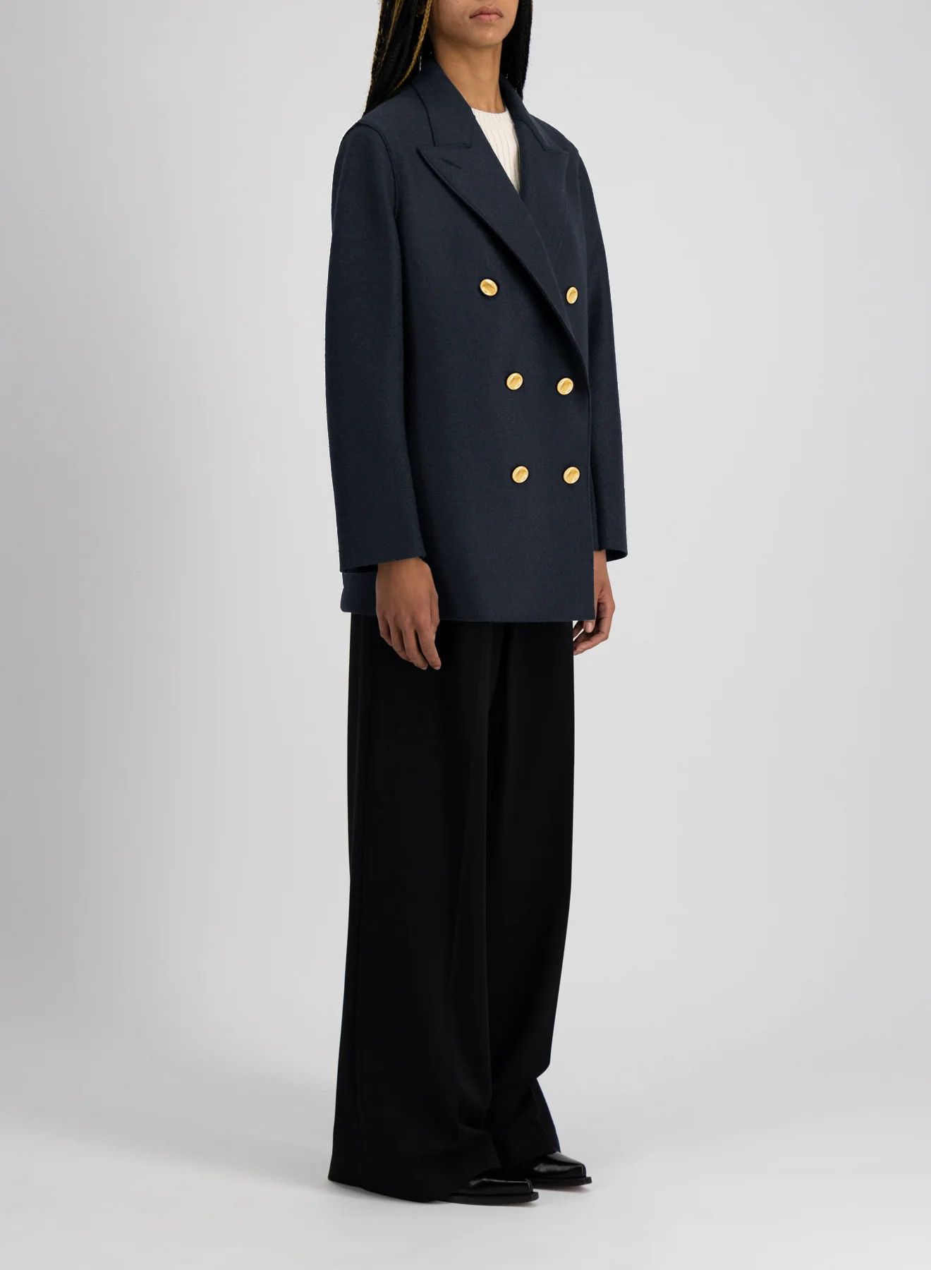 Harris Wharf London o1s22i1n1024 Double-Breasted Pressed Caban Wool Coat Size M / US 6-8 / IT 42-44 - 2 Thumbnail