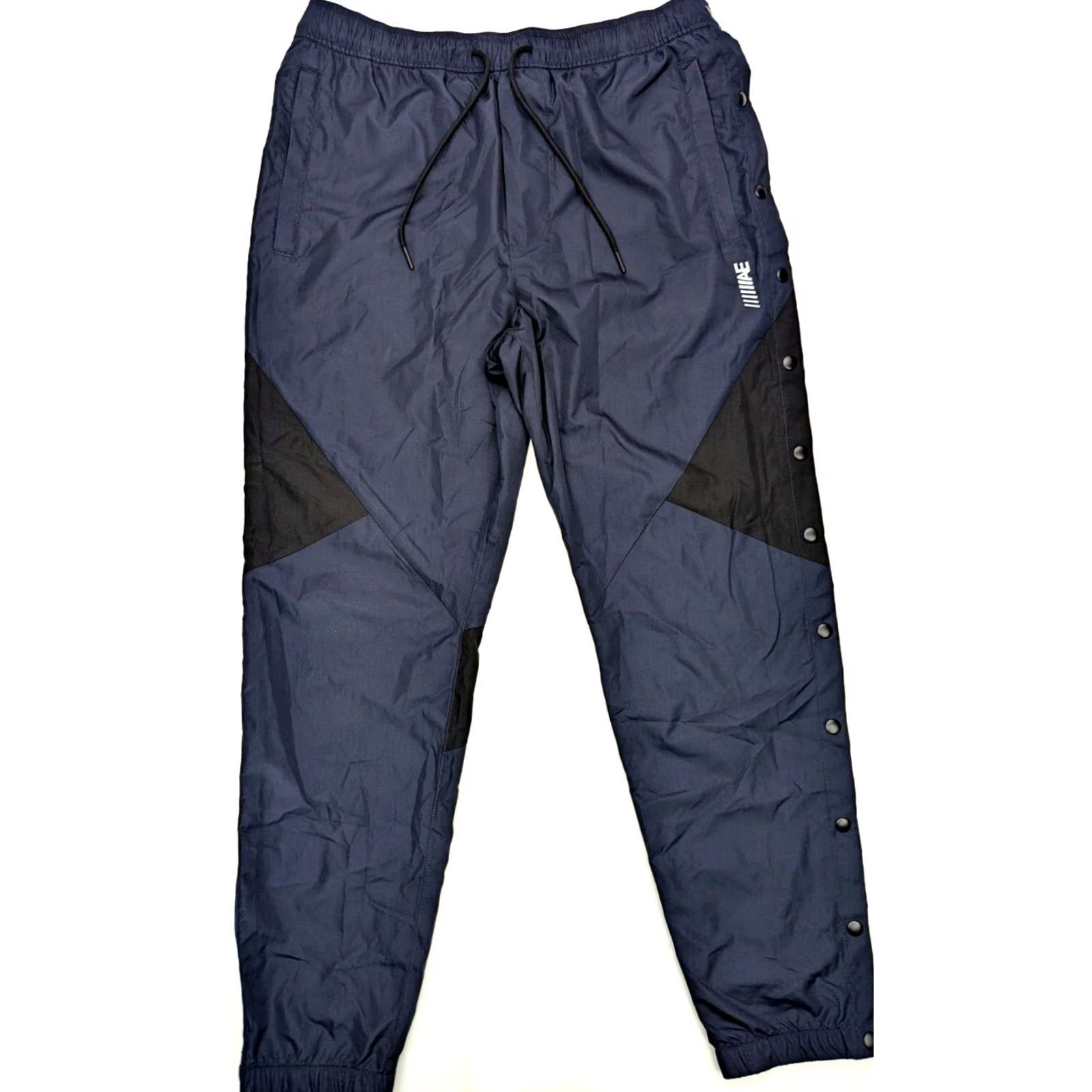 American Eagle Outfitters American Eagle Outfitters AE Windbreaker Warm Up Pants Men MT Black Navy Side Button Jogger Athletic Inseam 28-31"} Size US 31 - 2 Thumbnail