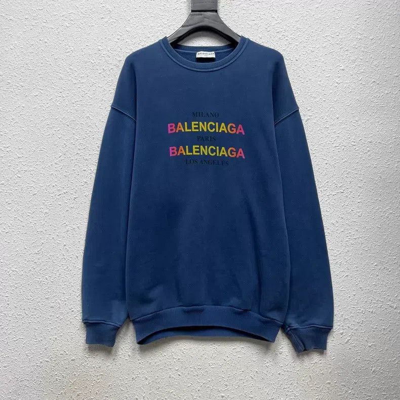 Balenciaga Balenciaga Gradient Logo Slogan Blue Crewneck Sweatshirt Size US XS / EU 42 / 0 - 1 Thumbnail