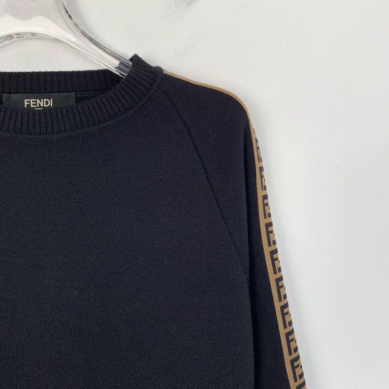 Fendi FENDI Black Side Logo Letter Pattern Wool Crew Neck Long S Size US M / EU 48-50 / 2 - 3 Thumbnail