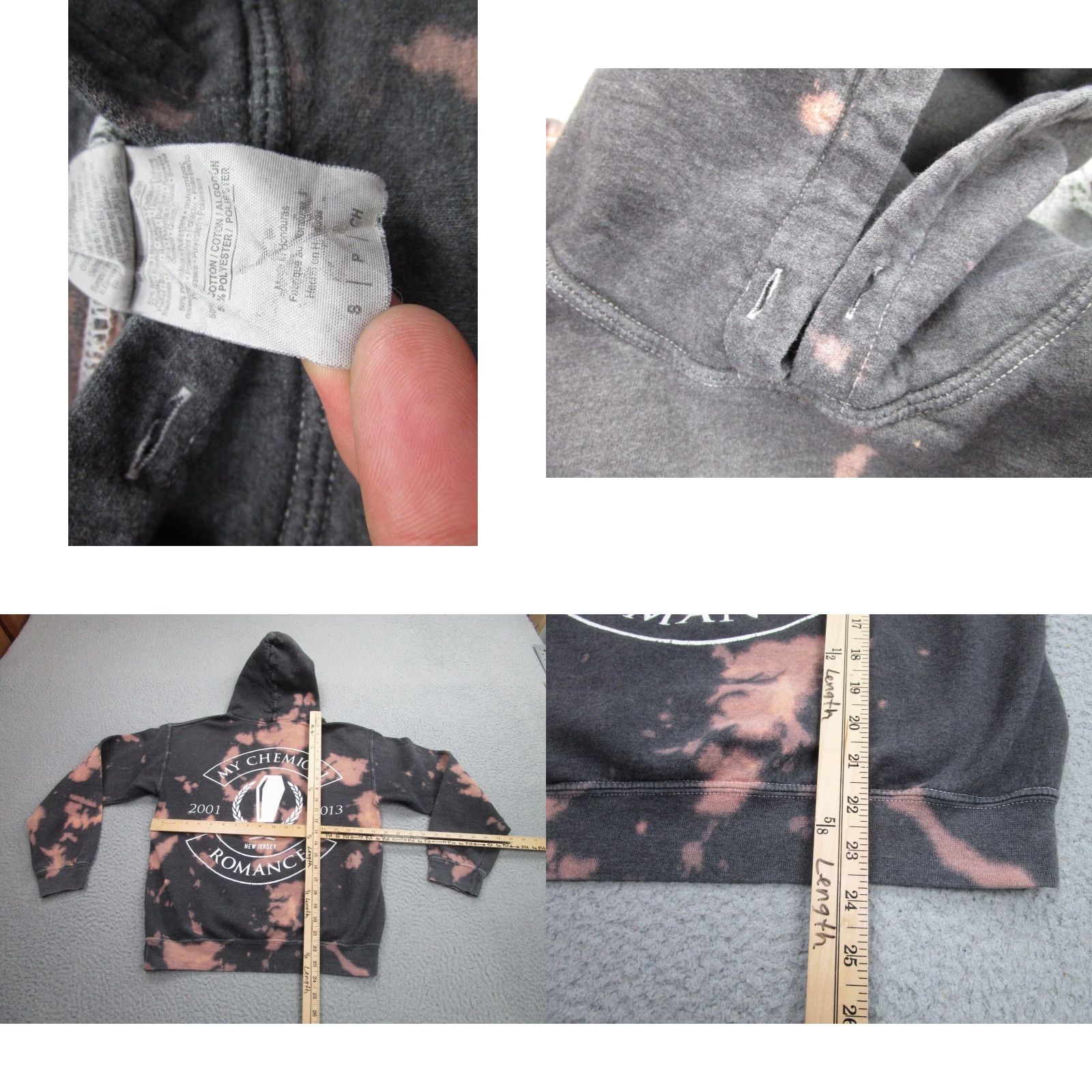Gildan My Chemical Romance Sweatshirt Hoodie Mens Small Black Pullover Graphic Print Pockets Grunge Tie Dye Y2K Punk 90s Size US S / EU 44-46 / 1 - 8 Thumbnail
