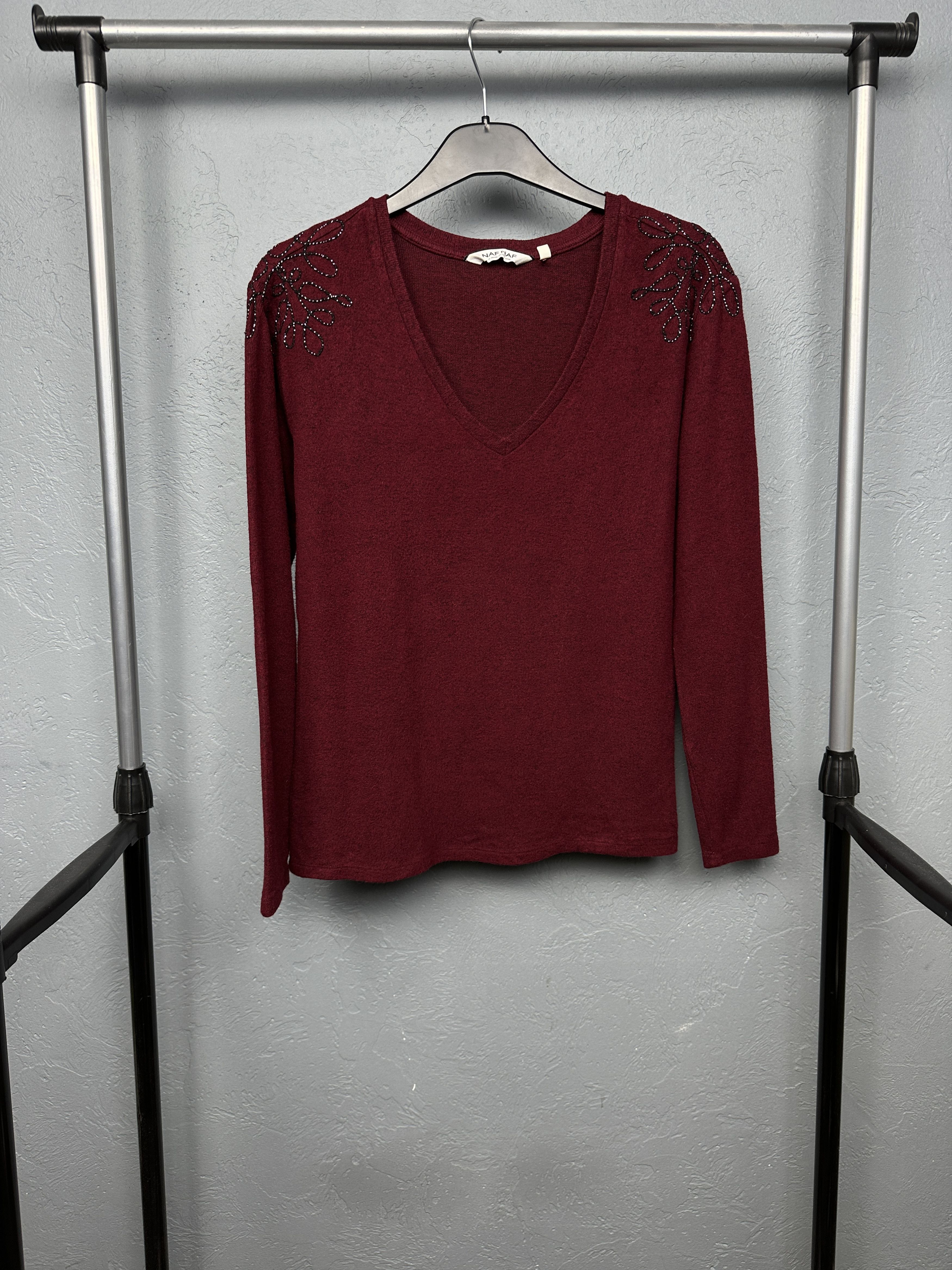 Other Naf Naf Womens V-Neck Wool Sweater Jumper Size M / US 6-8 / IT 42-44 - 1 Thumbnail