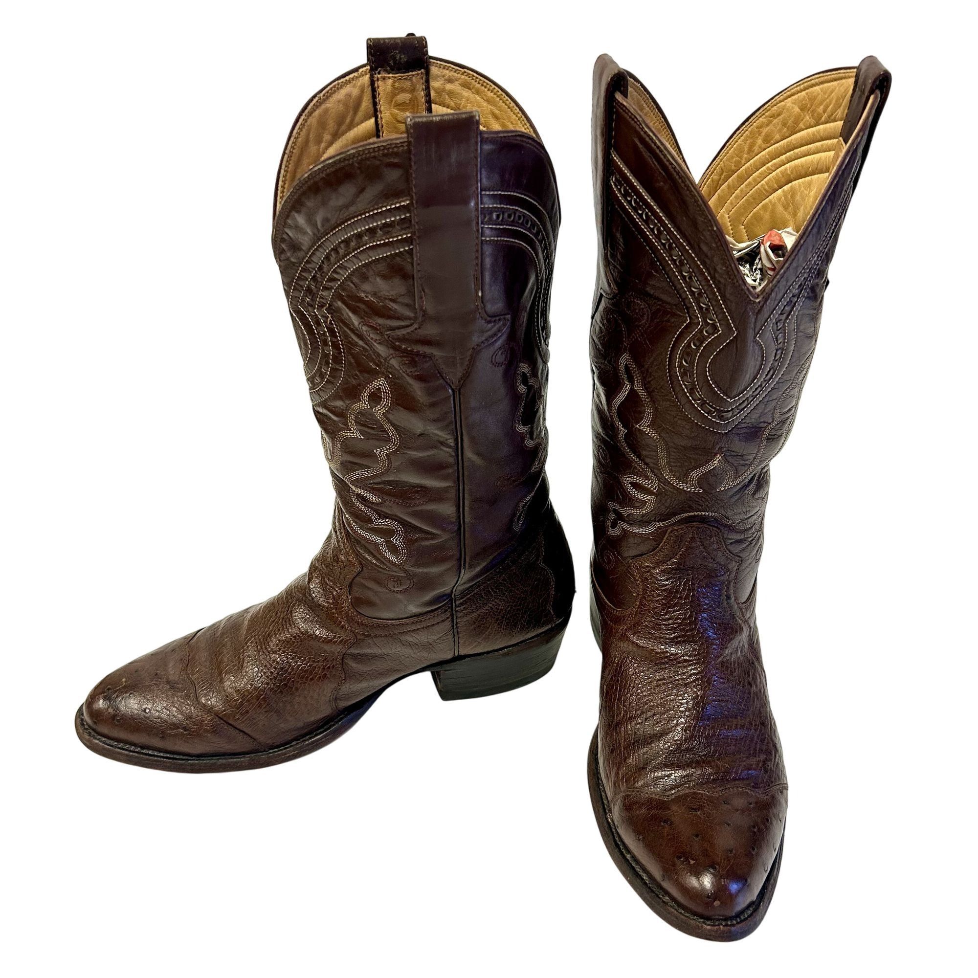 Other Vtg Gavel OSTRICH QUILL Skin Cowboy Western Rodeo Boots Size US 8.5 / EU 41-42 - 10 Thumbnail