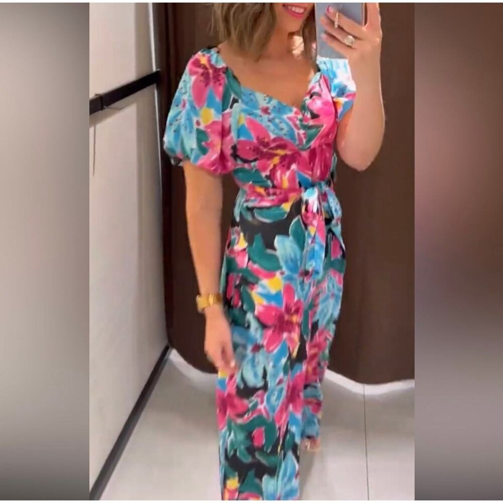 Zara ZARA FLORAL PRINT JUMPSUIT MULTICOLORED Size 26" / US 2 / IT 38 - 4 Thumbnail