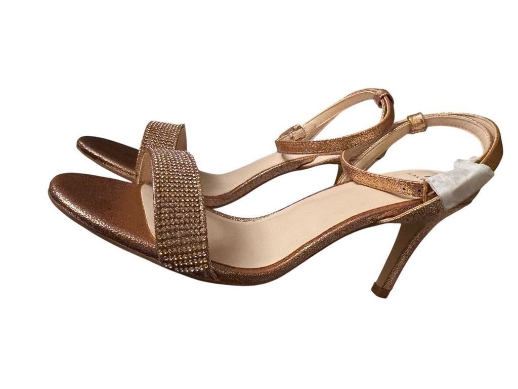 Halston H by Halston Metallic Rose Gold Crystal Strap Sandals - $128 Size US 8.5 / IT 38.5 - 1 Thumbnail