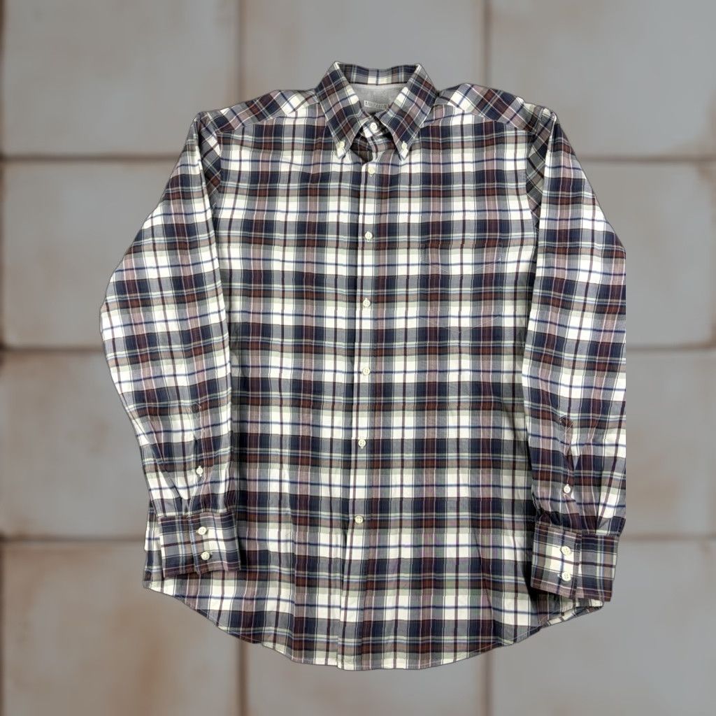 Brunello Cucinelli Shirt Men's 3XL Gray Plaid Button-Down Lightweight Cotton Wool? No.