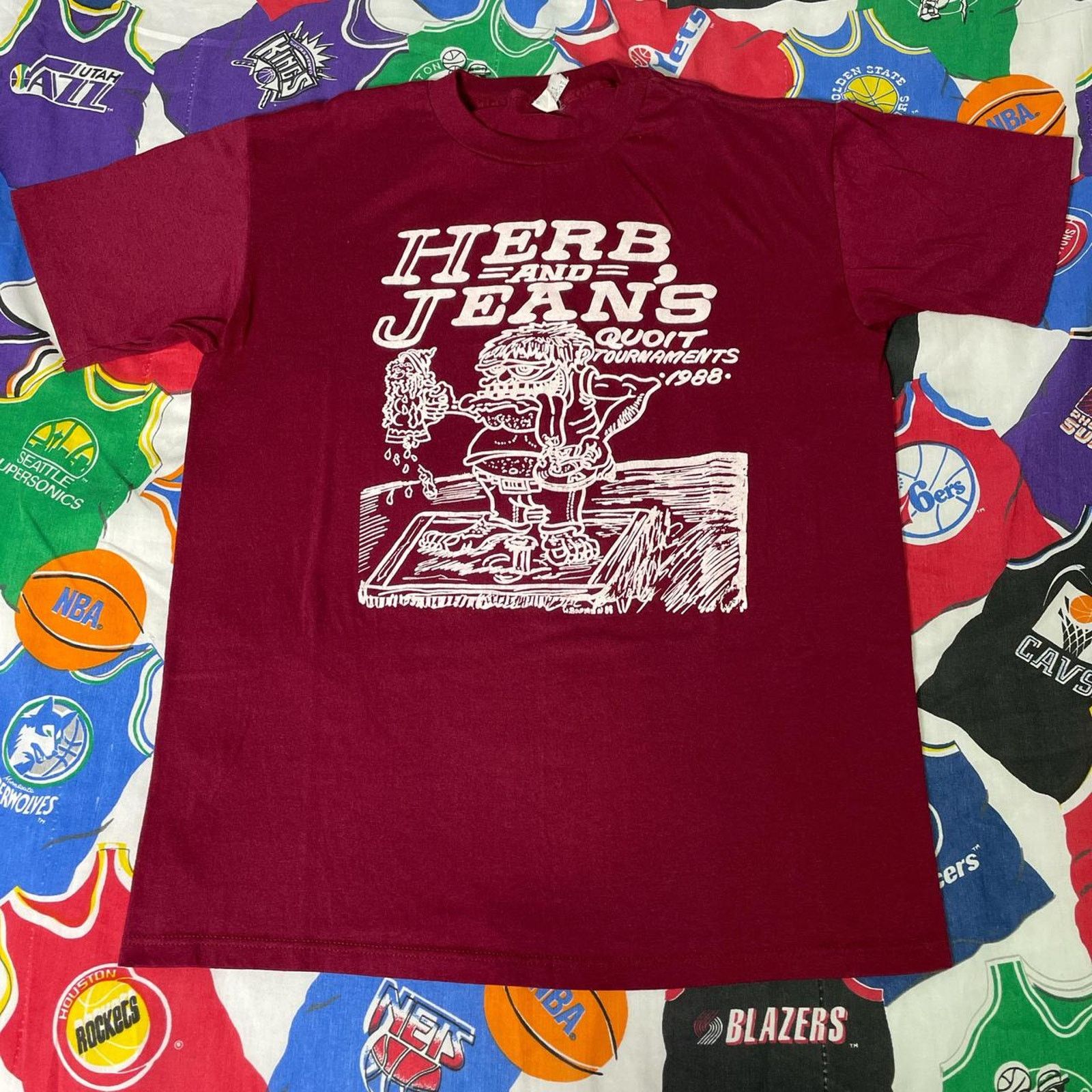 Vintage VTG 1988 Herb And Jeans Quoit Tournaments Rat Fink Art Tee Size US L / EU 52-54 / 3 - 1 Thumbnail