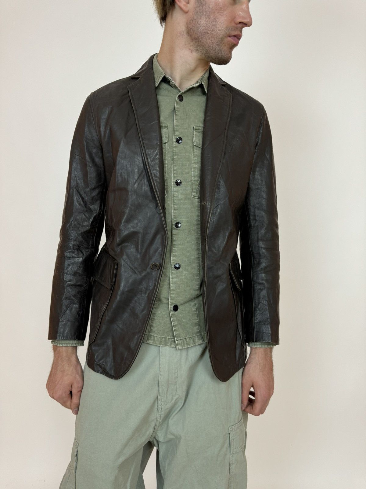 Country Road COUNTRY ROAD Leather Blazer Jacket Mens Size M Size US M / EU 48-50 / 2 - 8 Thumbnail