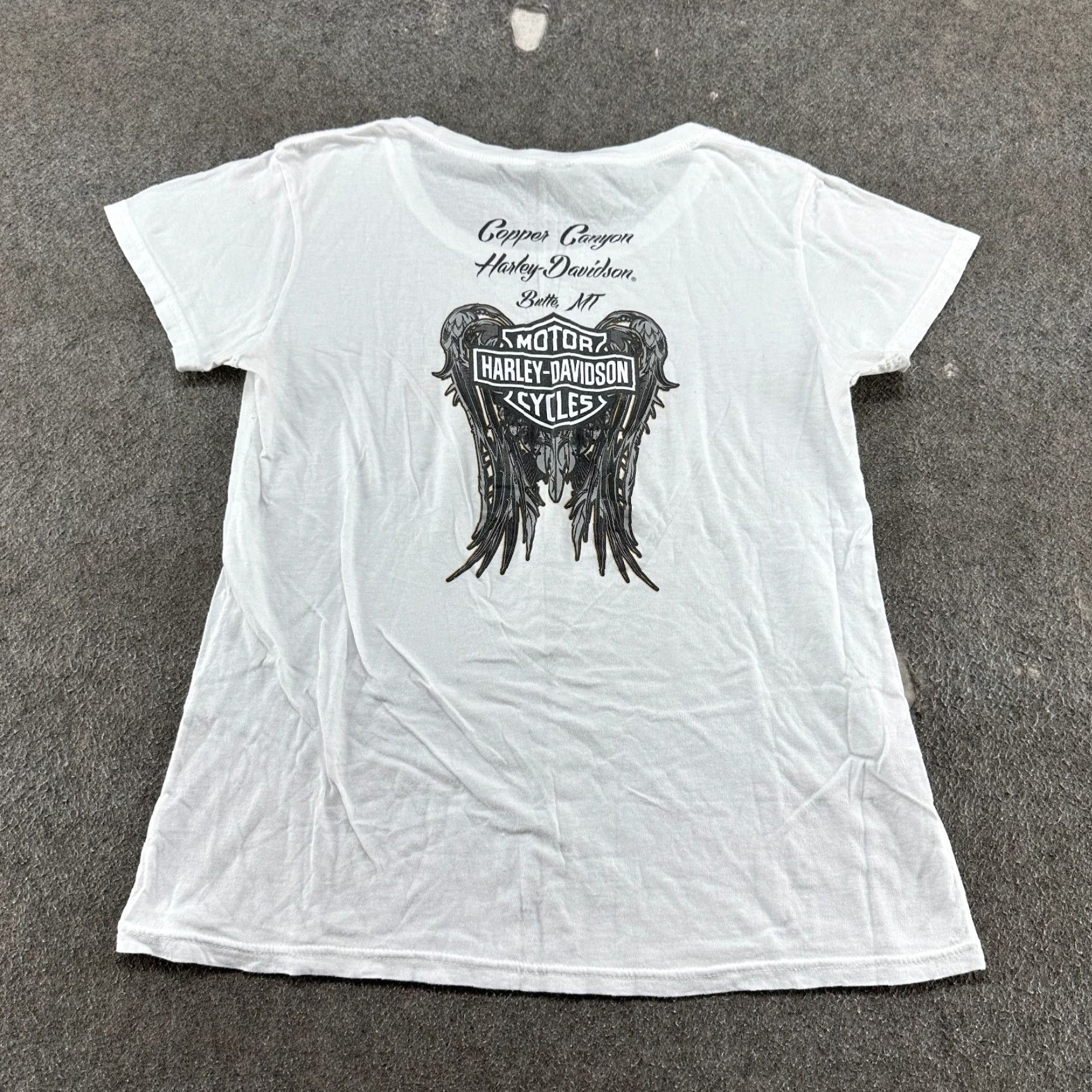 Harley Davidson VINTAGE Harley-Davidson Shirt Womens XL White Cotton Wings Bling USA Y2K Size XL / US 12-14 / IT 48-50 - 5 Thumbnail