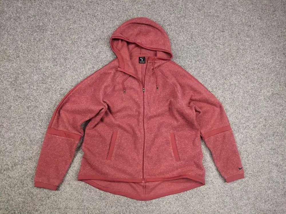 Nike Nike Fleece womens oversized zip-up burgundy Hoodie Size L / US 10 / IT 46 - 4 Thumbnail