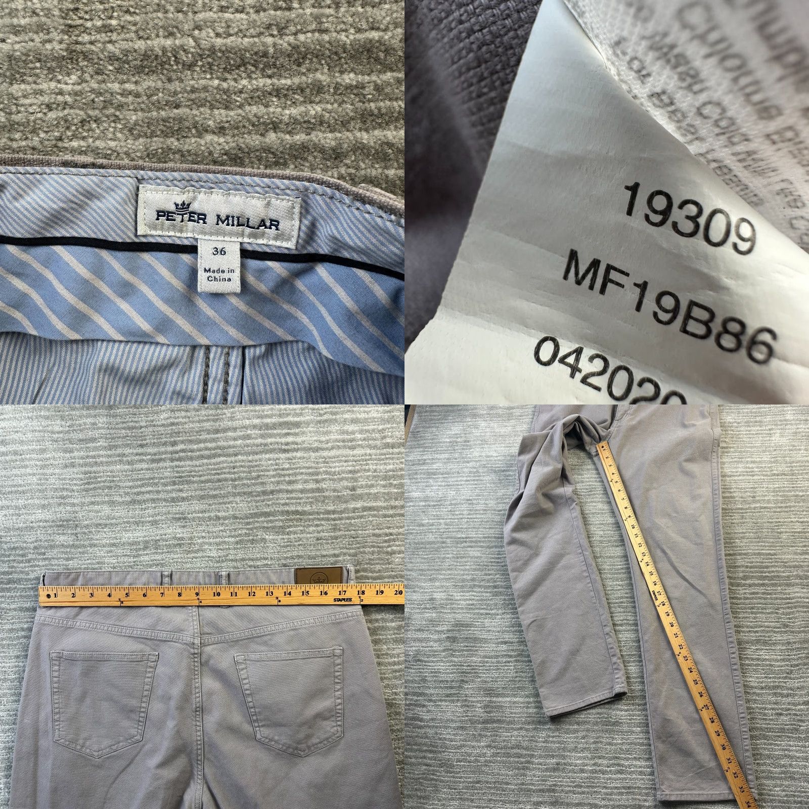 Peter Millar VINTAGE Peter Millar Pants Mens 36x33 Gray Chino Five Pocket Crown Canvas Size US 36 / EU 52 - 8 Thumbnail