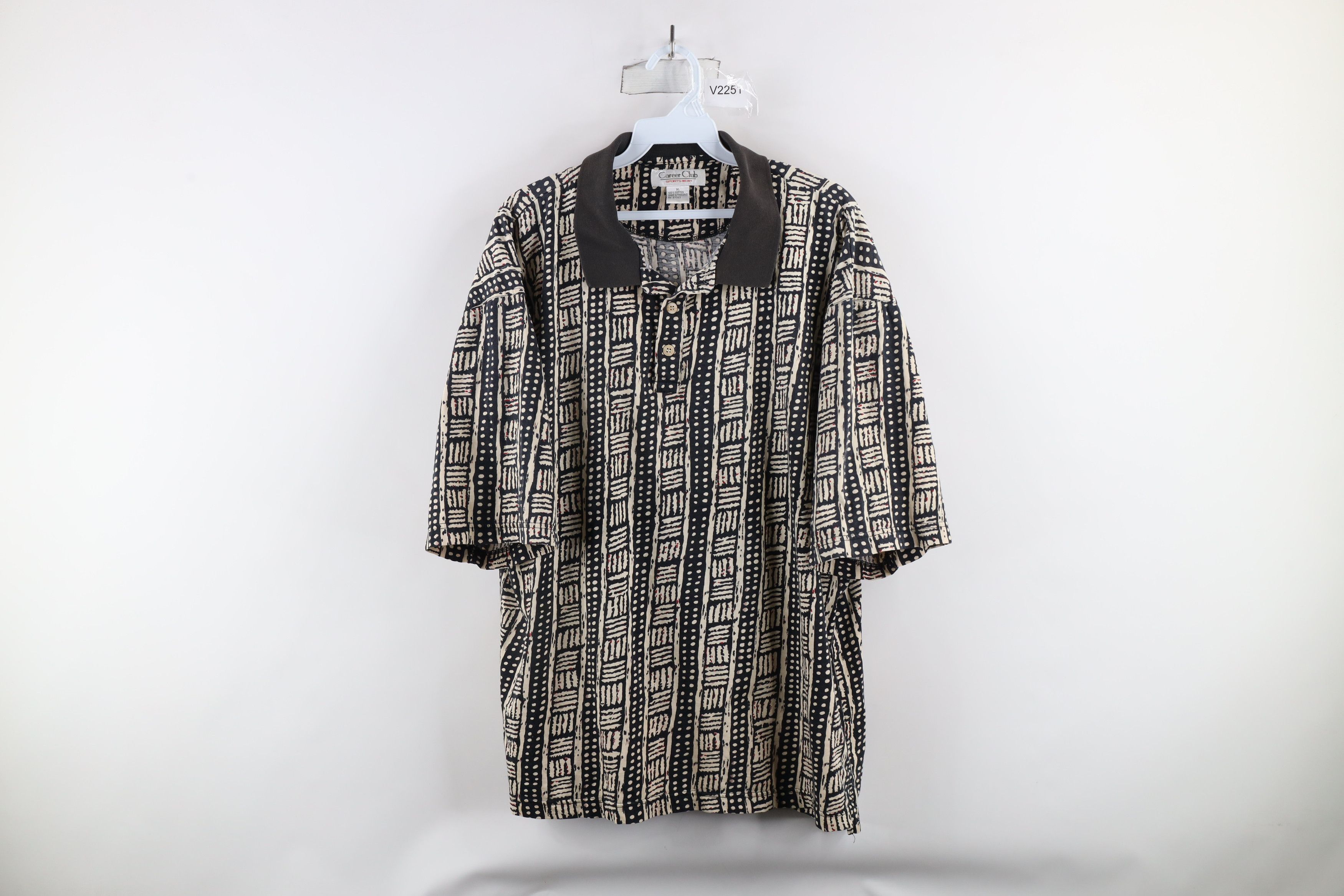 Vintage Vintage 90s Streetwear Abstract Striped Collared Golf Polo Size US XL / EU 56 / 4 - 1 Thumbnail